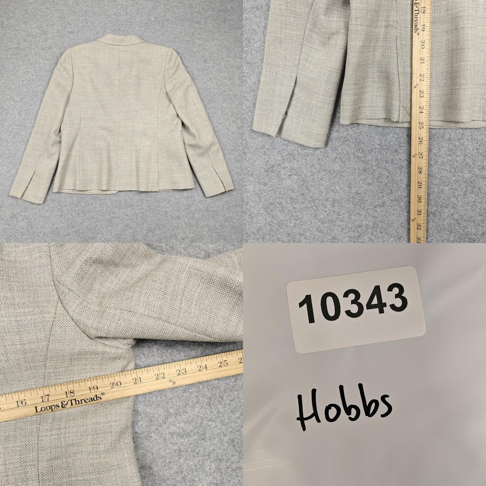 Vintage Hobbs Jacket Womens 16 White Blazer Wool Millbank One Button Lined Suit Workwear Size XXL / US 16-18 / IT 52-54 - 8 Thumbnail