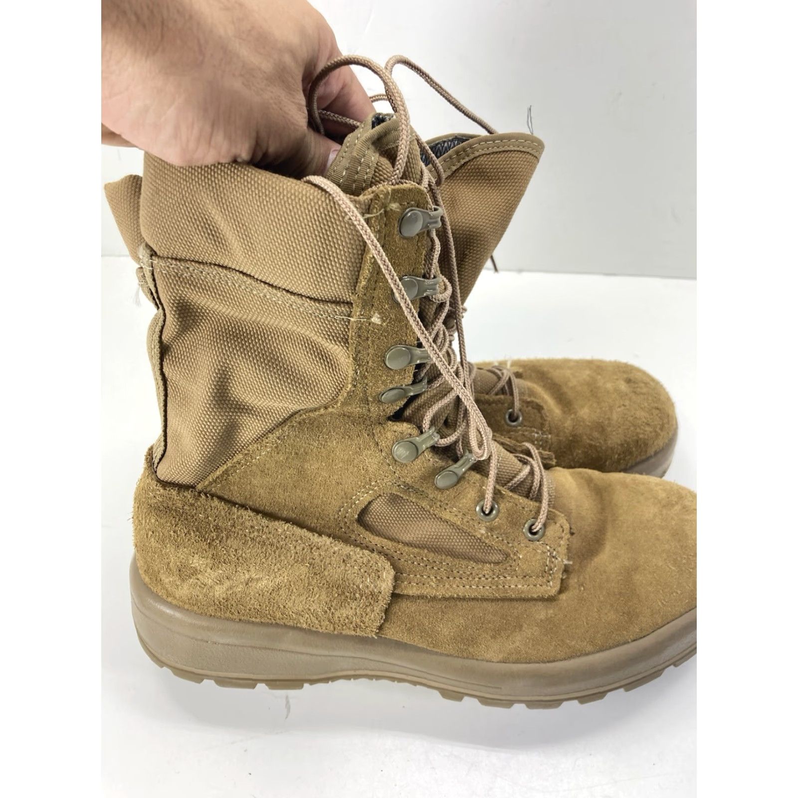 Vintage Belleville Combat Boots FAFTW Women 9.5 WF Wide Coyote Brown Lace Up Goretex Boot Suede Rubber Flat W Mid-Calf Winter Fall Spring Size US 10 / IT 40 - 5 Thumbnail
