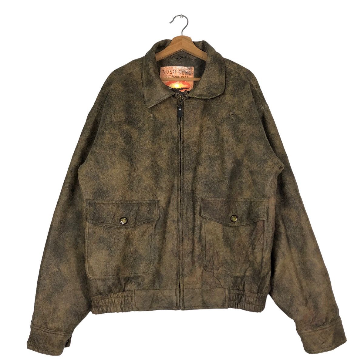 Japanese Brand 🔥Vtg Bomber Leather Jacket Parachute Nush Burg Military Size US L / EU 52-54 / 3 - 1 Thumbnail