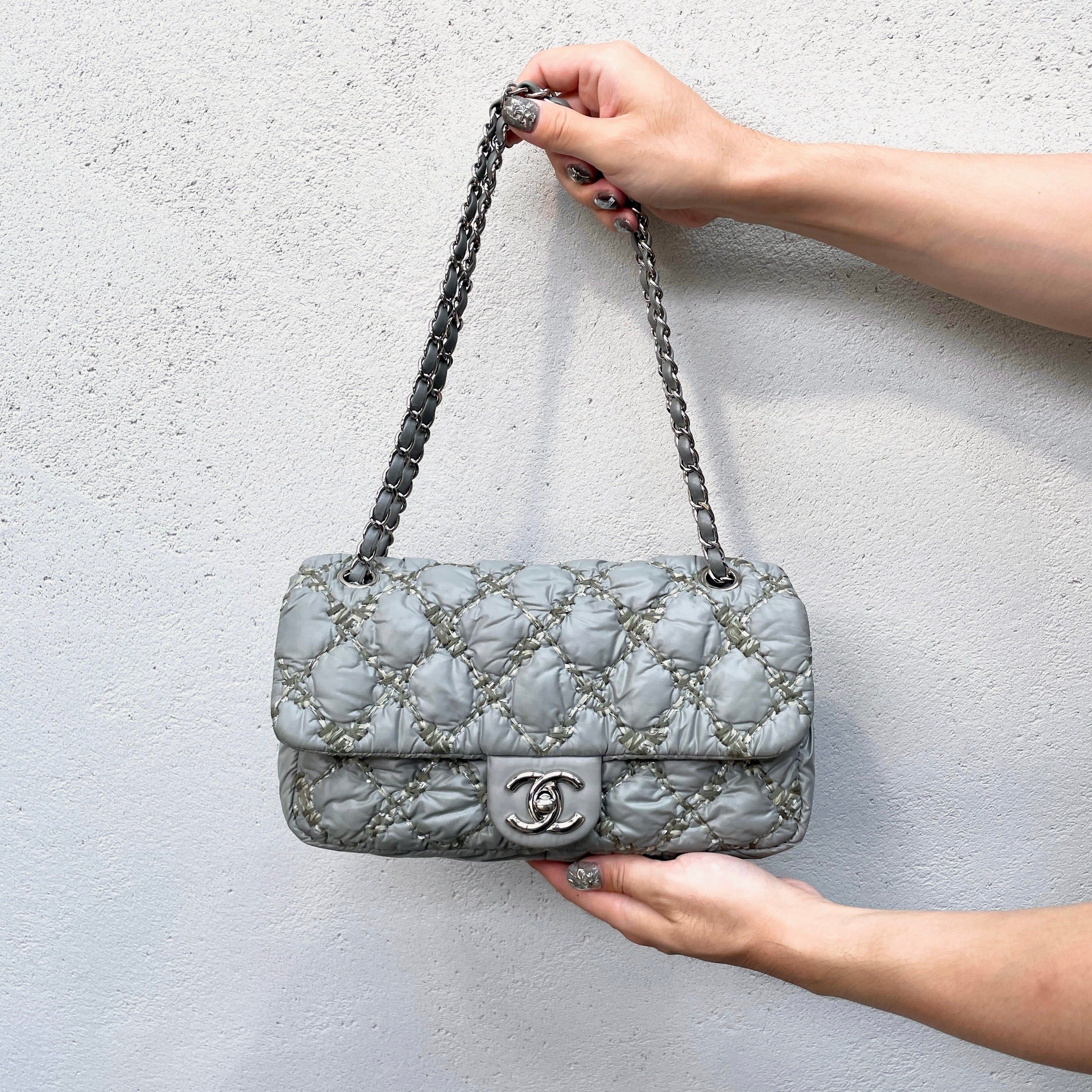 Chanel Chanel Wild Stitch Matelasse Coco Mark Double Chain Flap Bag Grey Size ONE SIZE - 1 Thumbnail