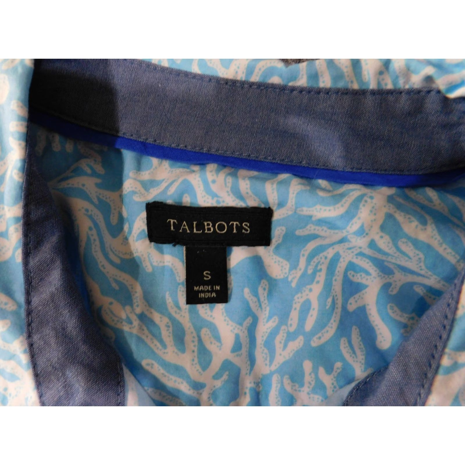 Talbots Talbots Shirt Womens Small Blue White Coral Print Button Front Long Sleeve Cotto Size S / US 4 / IT 40 - 5 Thumbnail