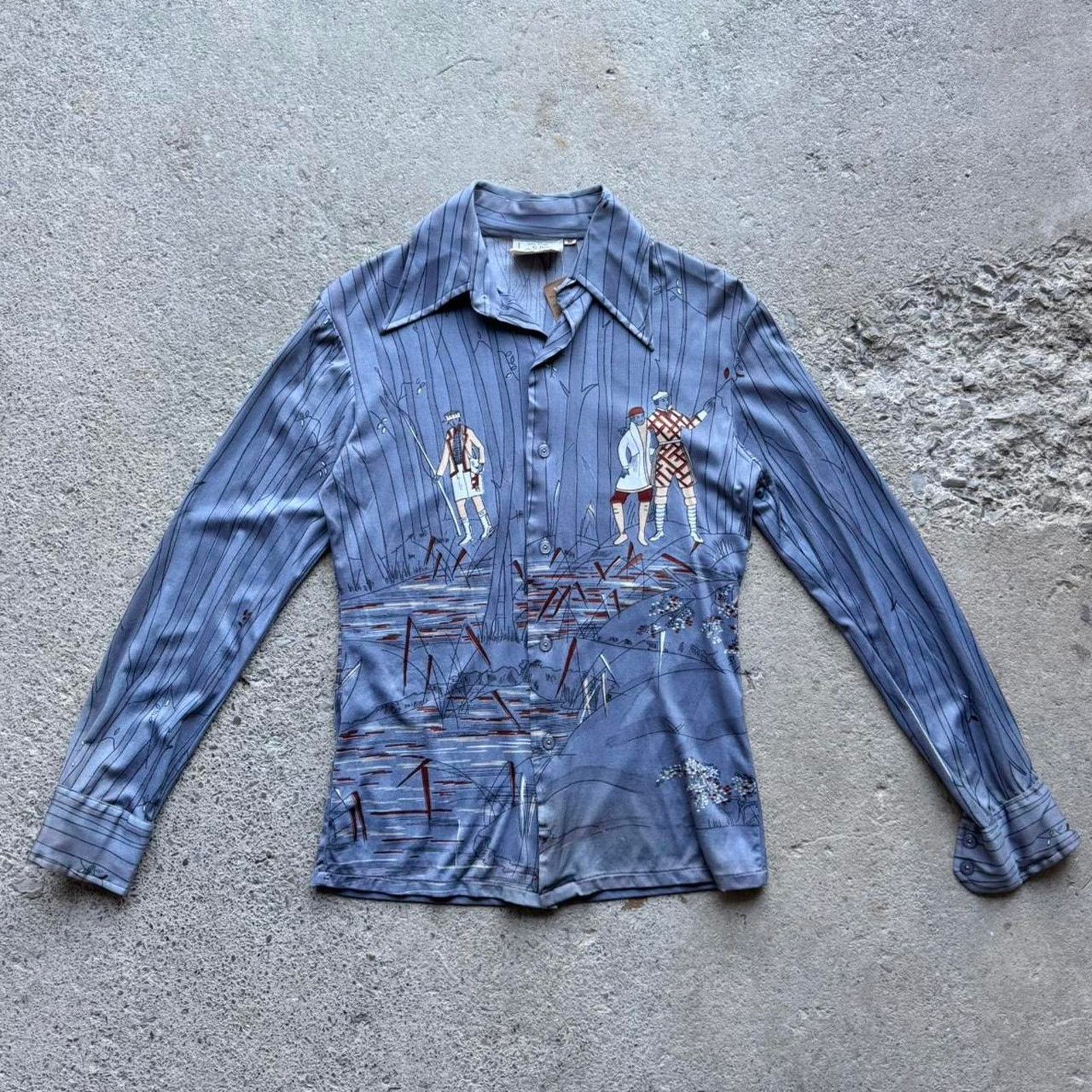 Saxony 70s Novelty Outdoor Graphic Dagger Button Up Shirt by Saxony Size US S / EU 44-46 / 1 - 3 Thumbnail