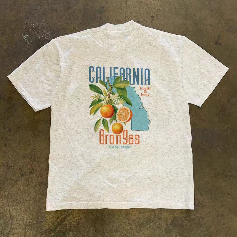 Vintage Gray casual retro orange print t-shirt Size US M / EU 48-50 / 2 - 1 Thumbnail