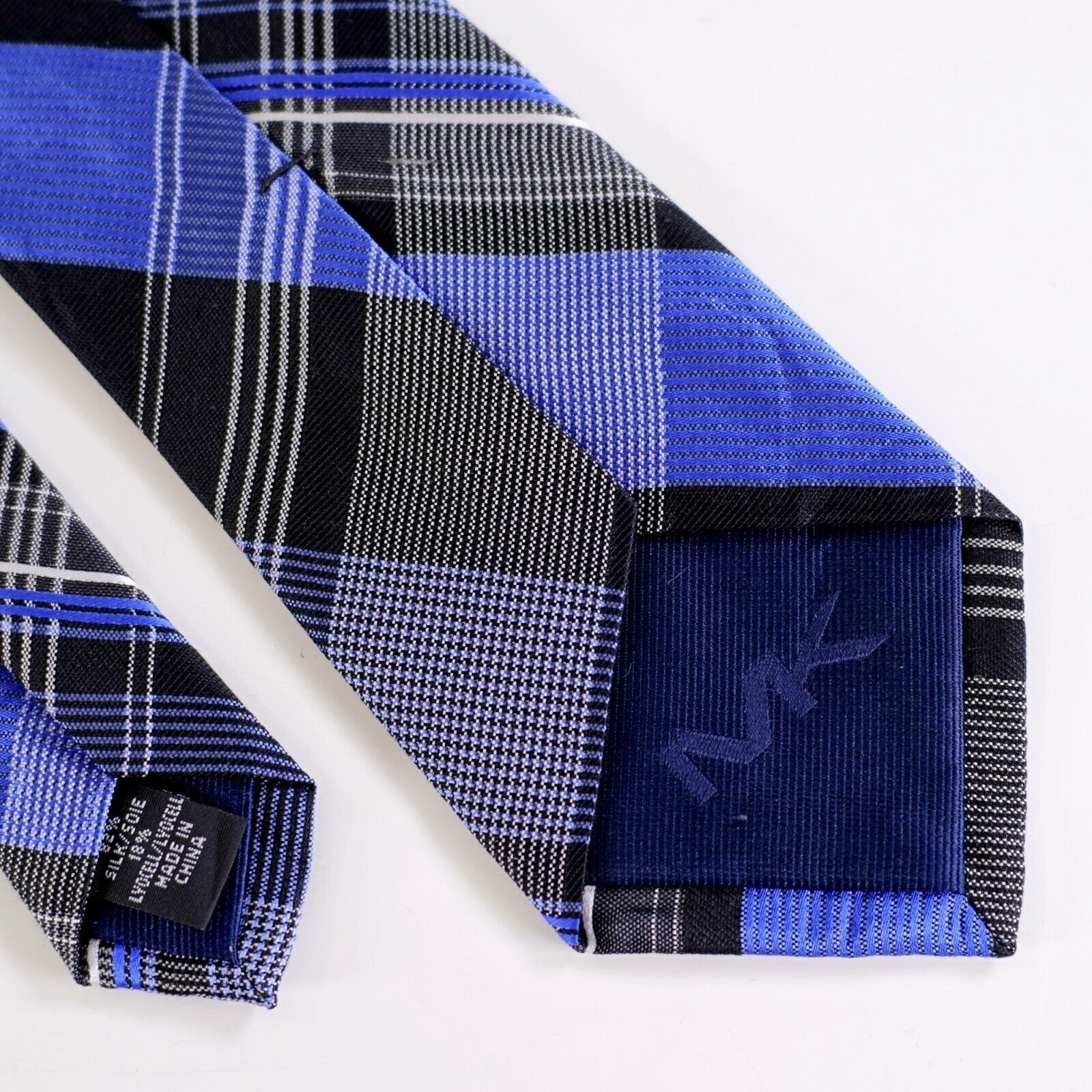 Michael Kors Michael Kors Blue Black Plaid Woven Silk Tie Size ONE SIZE - 6 Thumbnail
