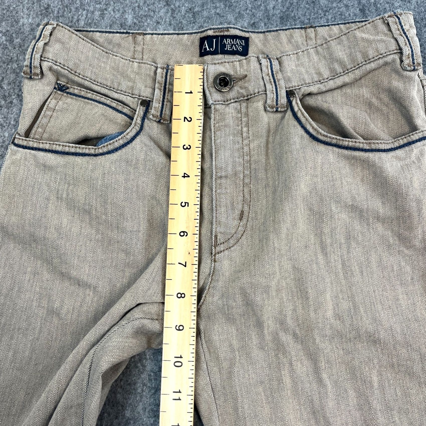 Vintage Armani Jeans Jeans Straight 29 30 UK 10 Beige Stretch Mid Rise 5-Pocket Womens Size 29" - 6 Thumbnail