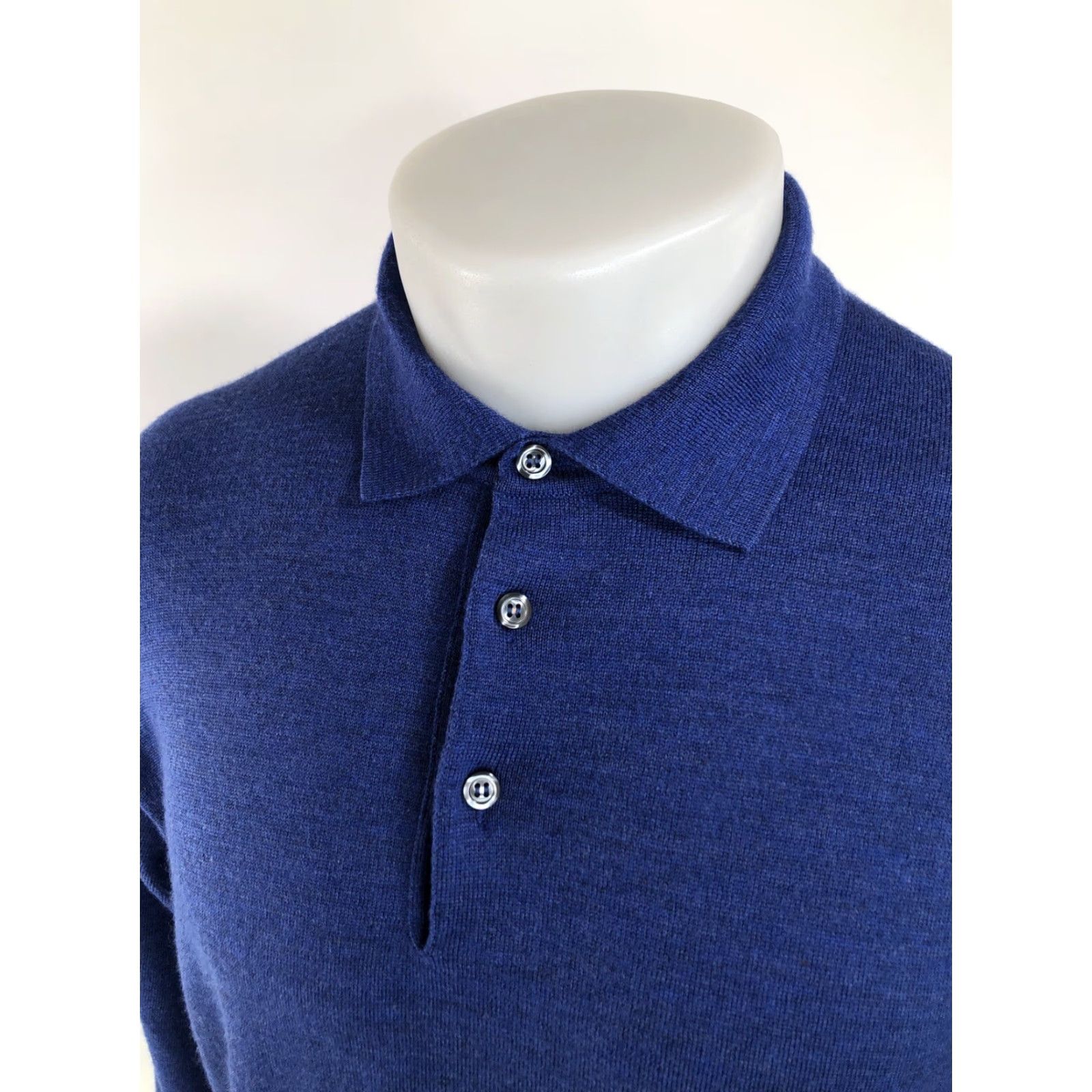 Vintage BULLock & JONES ITALY Wool Silk Cashmere Collared Sweater L/XL Blue Mens Pullover Size US L / EU 52-54 / 3 - 3 Thumbnail