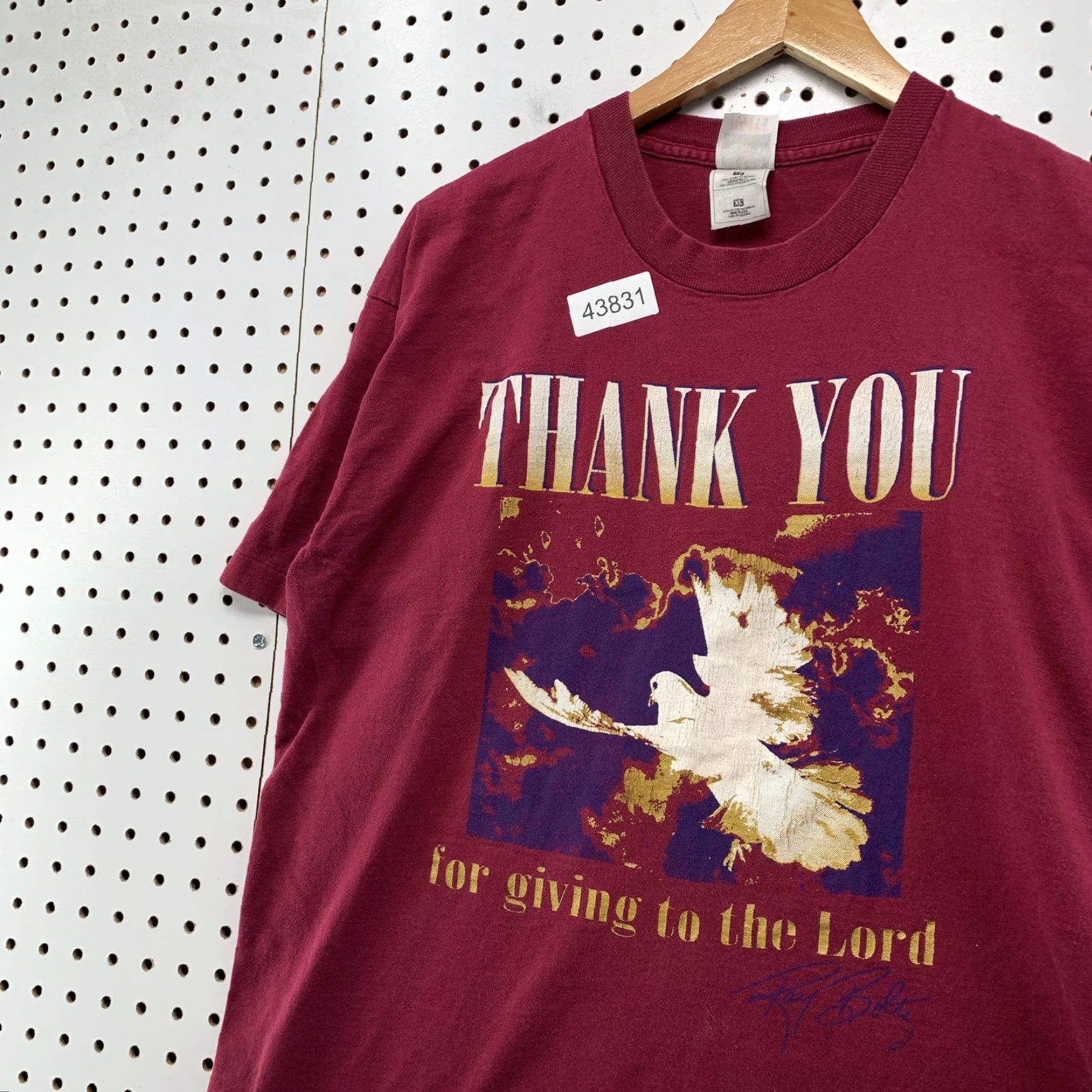 Fruit Of The Loom VINTAGE Fruit of the Loom 90s Ray Boltz Thank You Lord Shirt XL Red Crew Neck Short Sleeve Mens TEE Size US XL / EU 56 / 4 - 7 Thumbnail