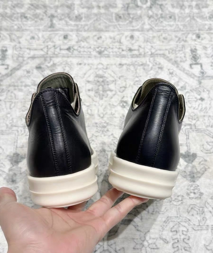 Rick Owens Rick Owens black and white low-top classic leather sneakers Size US 7 / IT 37 - 5 Thumbnail