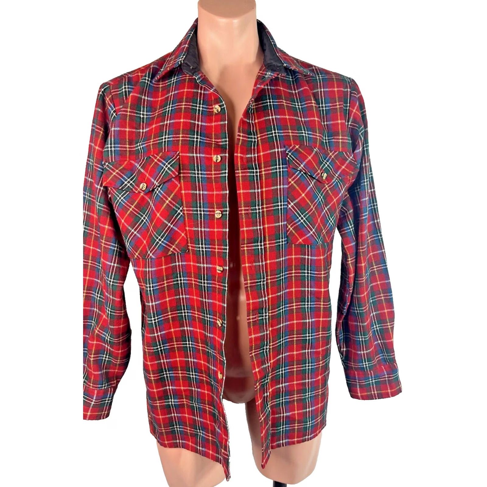 Vintage VINTAGE GFC Trading Co Shirt Mens Size M Plaid Red Flannel Button-Up Long Sleeve Pockets Size US M / EU 48-50 / 2 - 2 Thumbnail