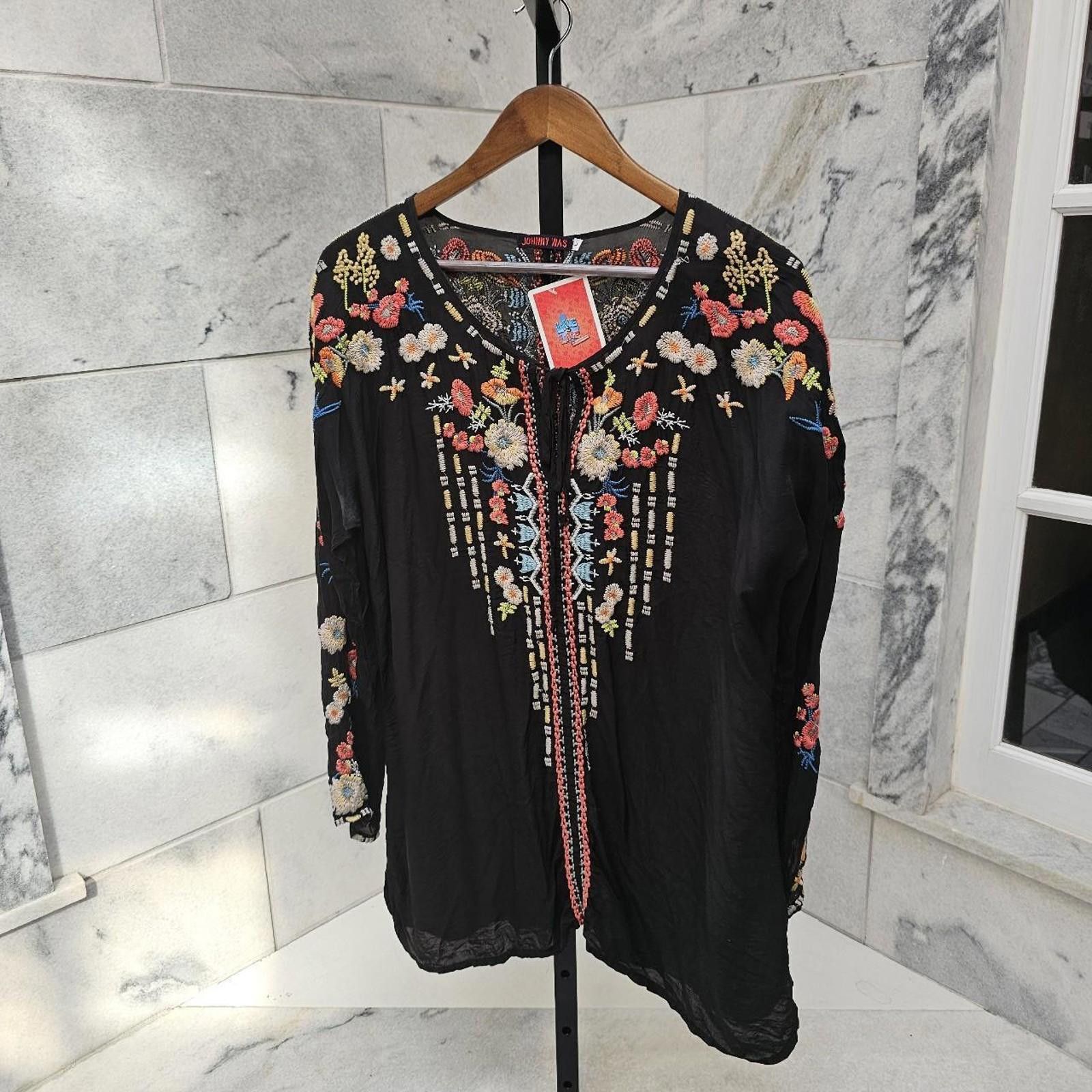 Designer Johnny Was Women's Black and Multi Blous Size L / US 10 / IT 46 - 1 Thumbnail
