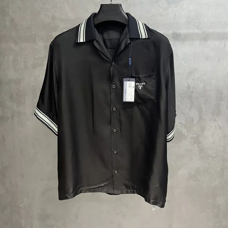 Prada Prada Black Silk-Blend Men's Shirt Size US S / EU 44-46 / 1 - 1 Thumbnail