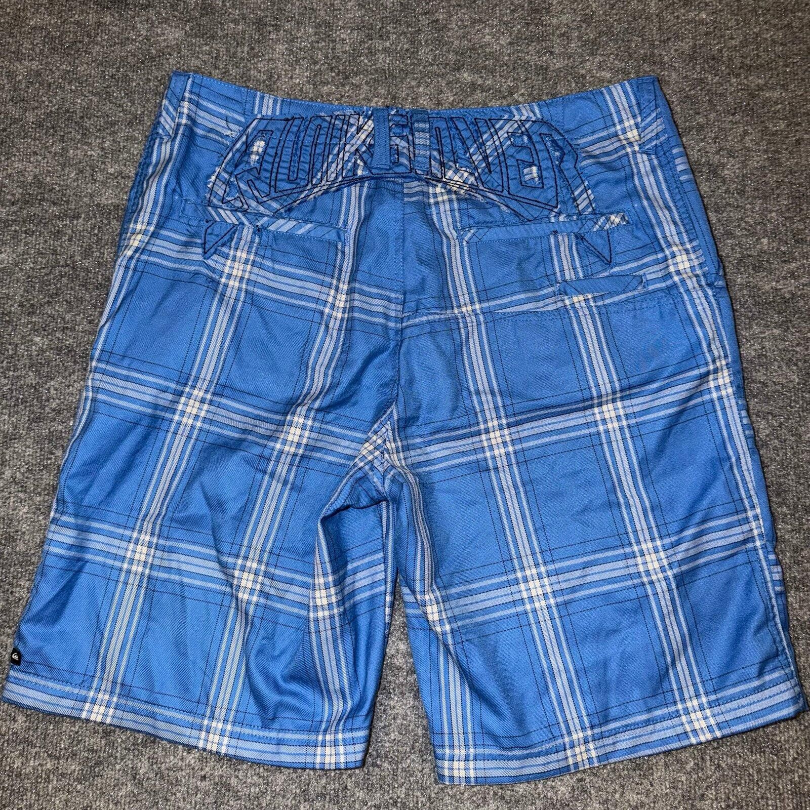 Quiksilver Quiksilver Blue Plaid Spellout Chino Surf Shorts Mens XL 36 Size US 36 / EU 52 - 1 Thumbnail