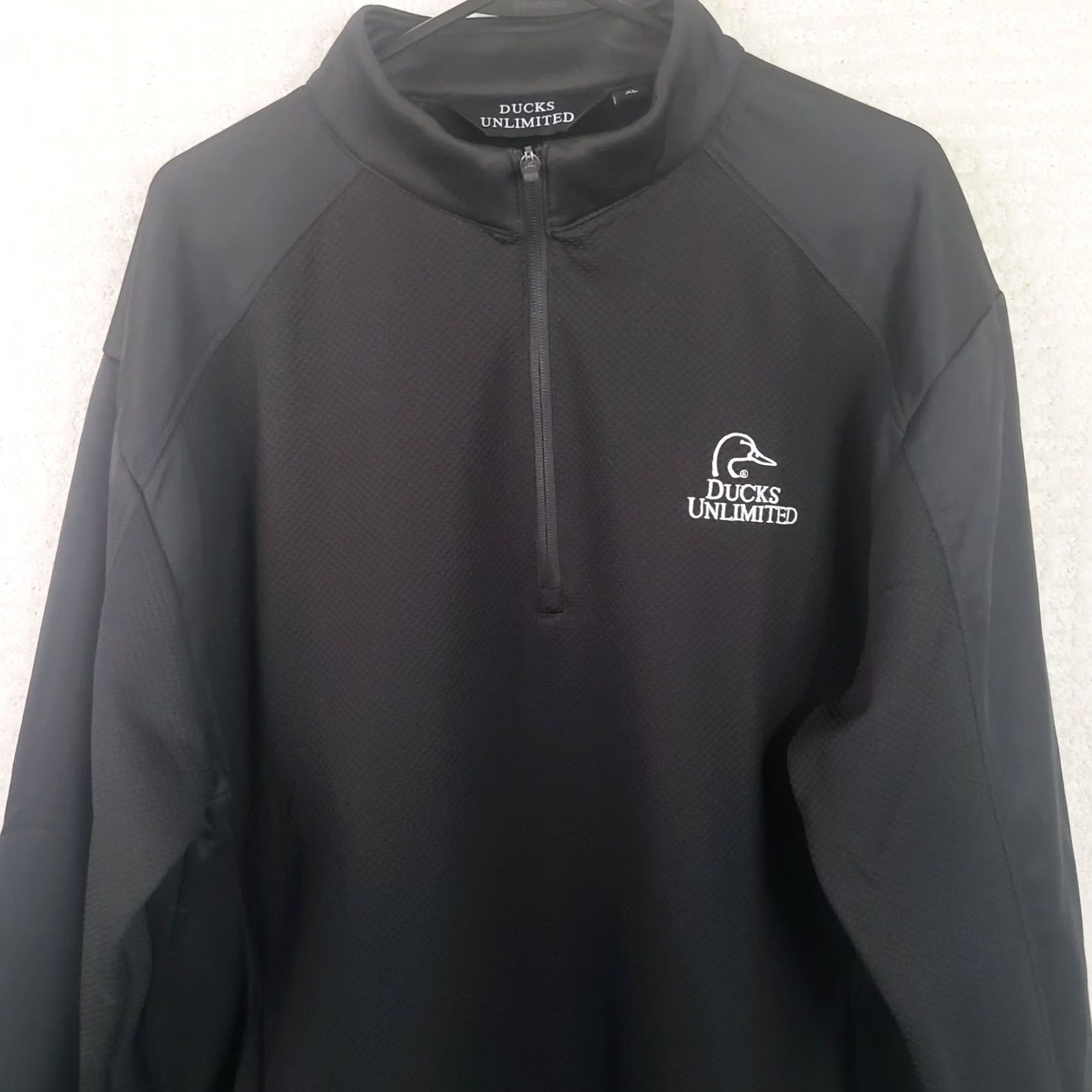 B Sides Ducks Unlimited Men's XL Full Zip Jacket Black Neoprene Like Sides Pockets Size US XL / EU 56 / 4 - 2 Thumbnail