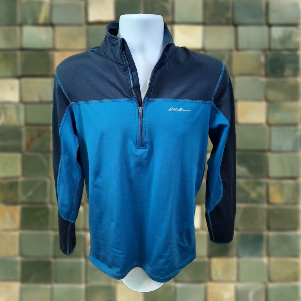 Eddie Bauer Eddie Bauer Men's Sweatshirt 1/4 Zip Mock Neck Color Block Blue S Size US S / EU 44-46 / 1 - 1 Thumbnail