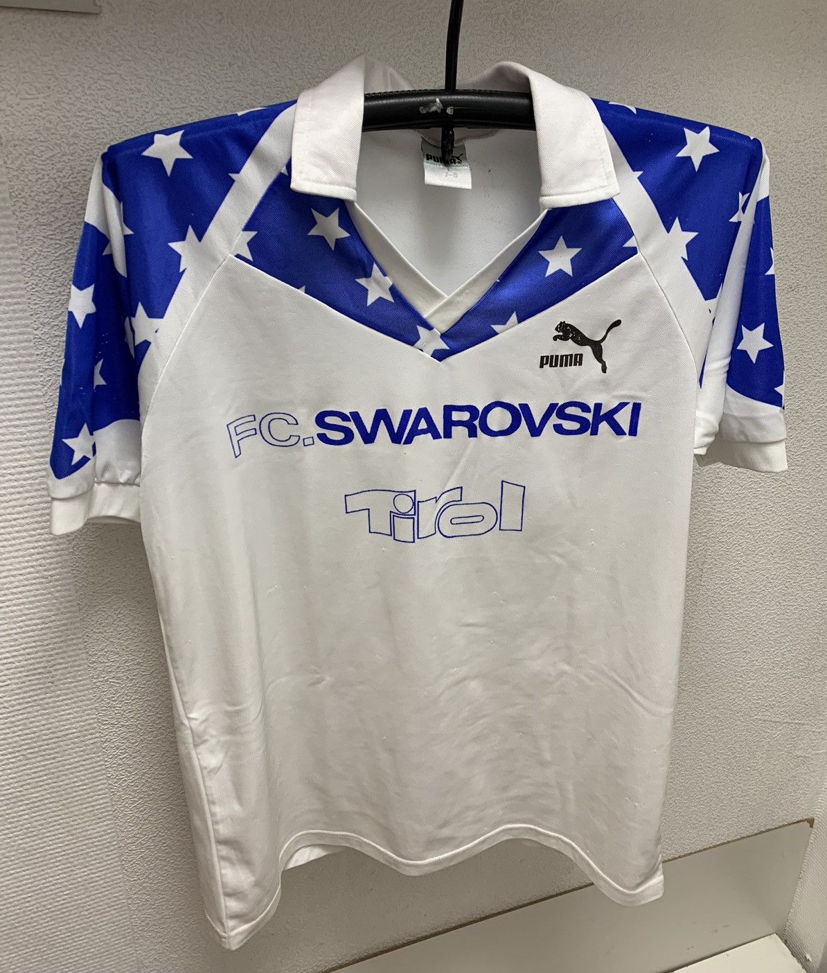 image of Fc Swarovski Tirol Puma Vintage Soccer Jersey 1992-91 L in White, Men's (Size Large)