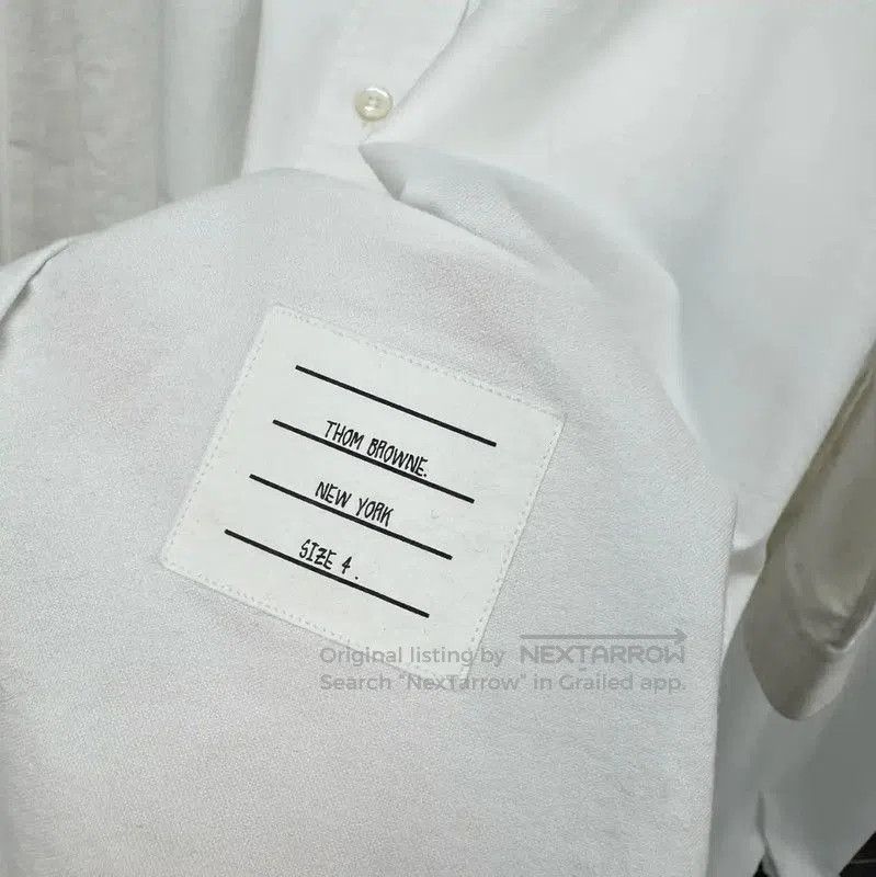 Other Thom Browne White Striped Embroidered Long Sleeve Shirt . Size US L / EU 52-54 / 3 - 5 Thumbnail