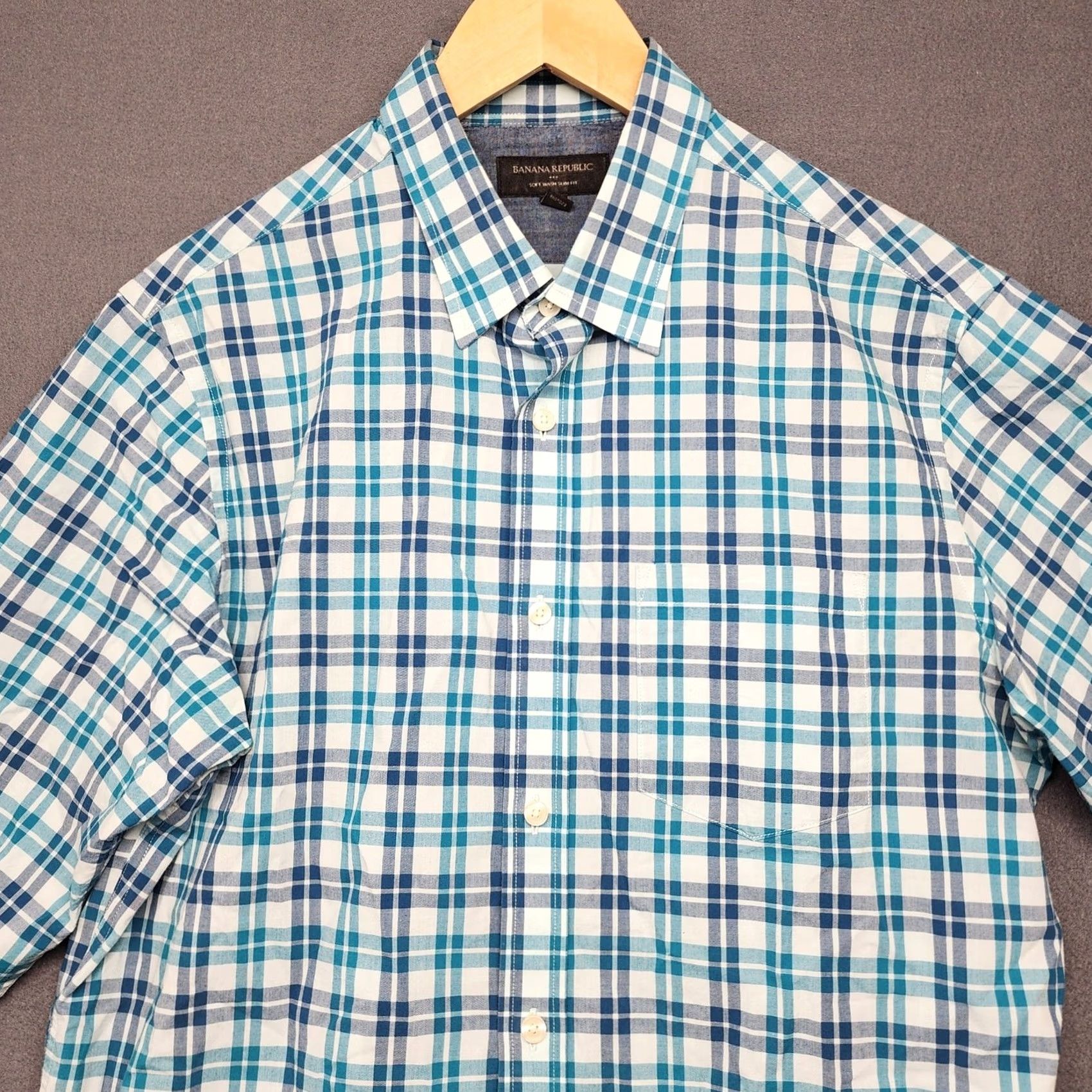Banana Republic Banana Republic Shirt Mens 15-15.5 Medium 33-34 Slim Fit Long Sleeve Button Up Plaid Size US M / EU 48-50 / 2 - 6 Thumbnail