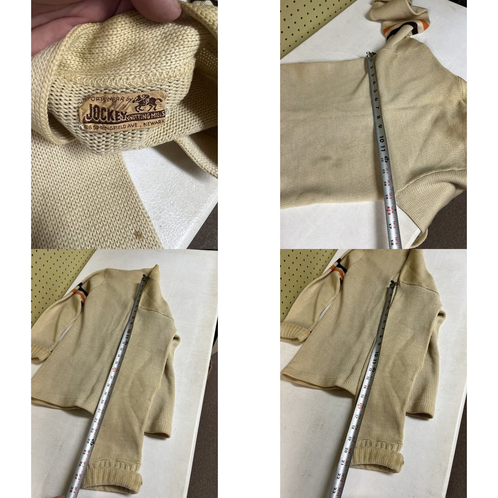 Jockey VINTAGE Jockey Letterman Cardigan Sweater Shirt Knit M Ivory 1950s Mens Size US M / EU 48-50 / 2 - 8 Thumbnail