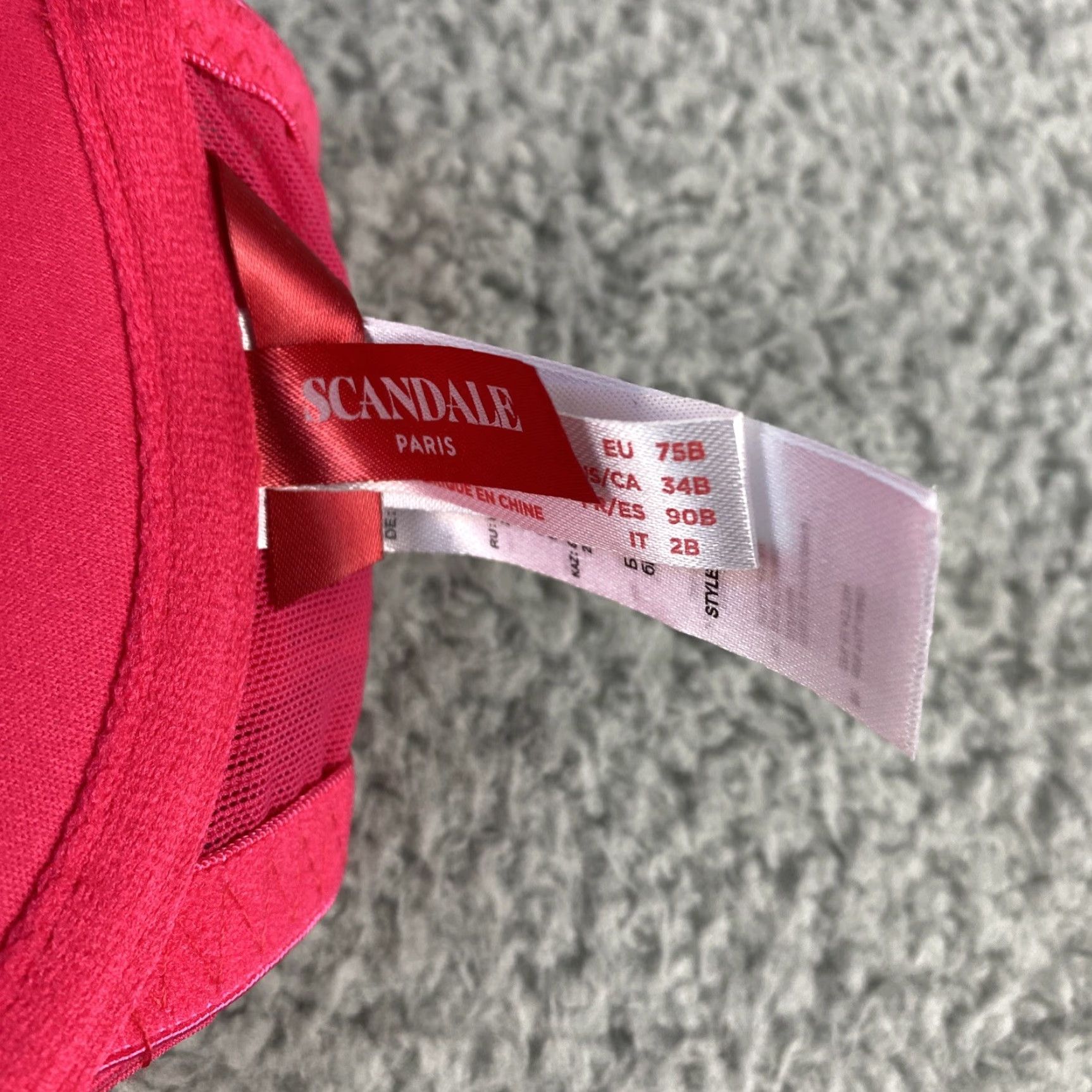 Pinko VINTAGE Enhance Hot Pink Lace Push Up Bra 34B Juniors Womens American Size ONE SIZE - 4 Thumbnail
