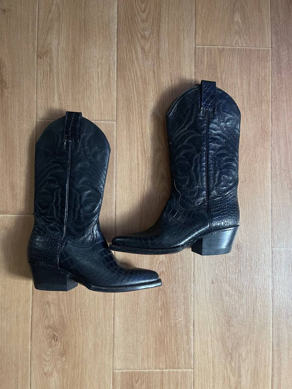 Cowboy Equipment × Japanese Brand × Vintage Vintage Cowboy Boots Black Leather USA Western Size US 6 / IT 36 - 2 Thumbnail