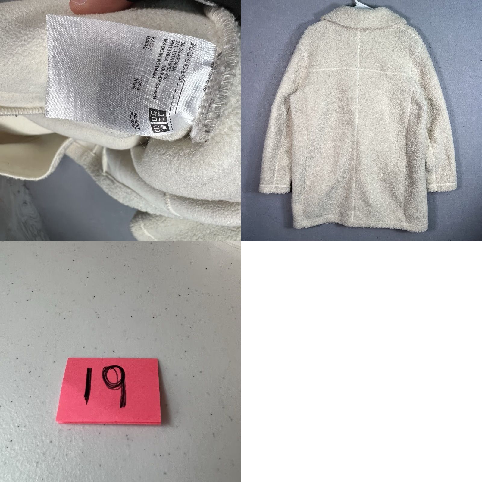 Uniqlo Uniqlo Coat Women's Large Ivory White Fleece Jacket Polyester L Solid Button Coat Basic Jacket Modern Size L / US 10 / IT 46 - 8 Thumbnail