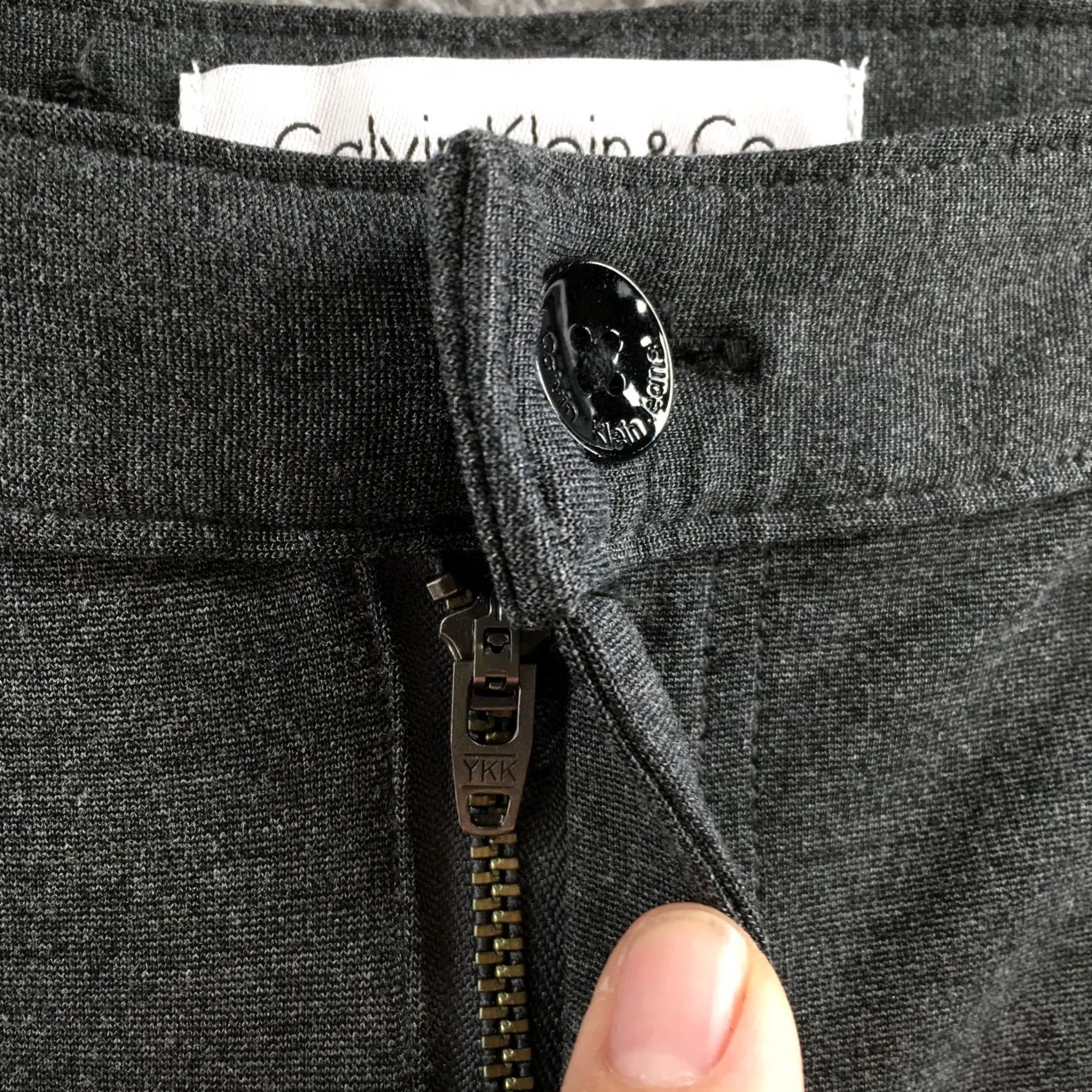 Calvin Klein Calvin Klein & Co Pants Womens Gray Size 12 Stretch Straight Leg Faux Pocket Zip Fly Size 34" / US 12 / IT 48 - 5 Thumbnail