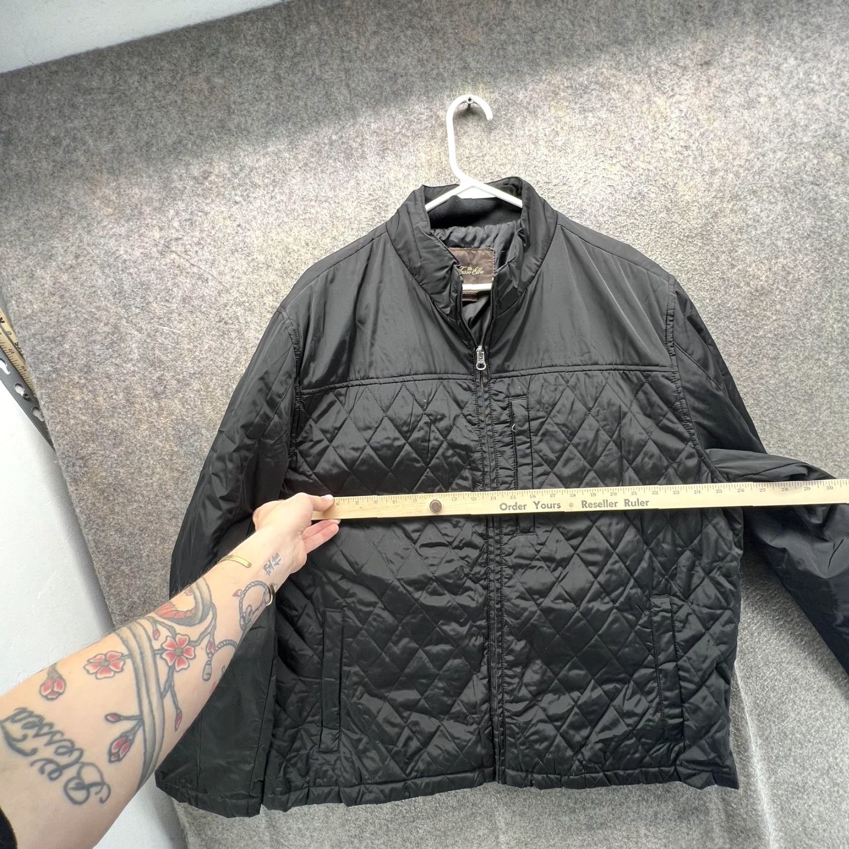 Tasso Elba Tasso Elba Jacket Mens 2XL Black Quilted Full Zip Stand Collar Casual Warm Regular My Logo Pockets Size US XXL / EU 58 / 5 - 3 Thumbnail