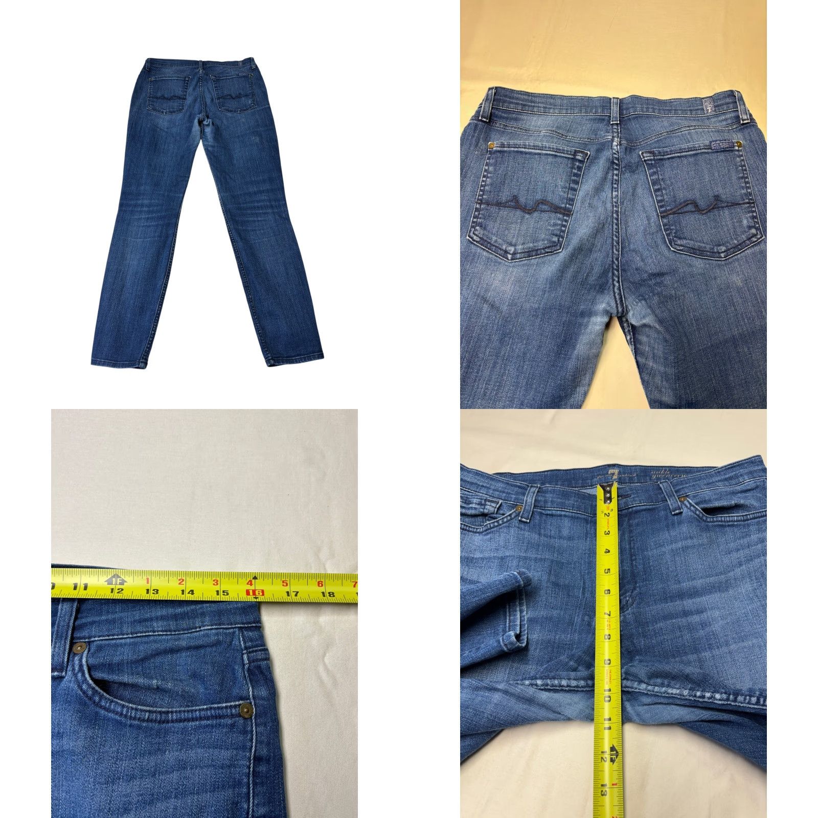 7 For All Mankind 7 For All Mankind Ankle Guinevere Jeans Slim Leg Medium Wash 31X28 Womens Jeans Blue Denim 5-Pocket Logo Stretch Size 24" / US 00 / IT 34 - 8 Thumbnail