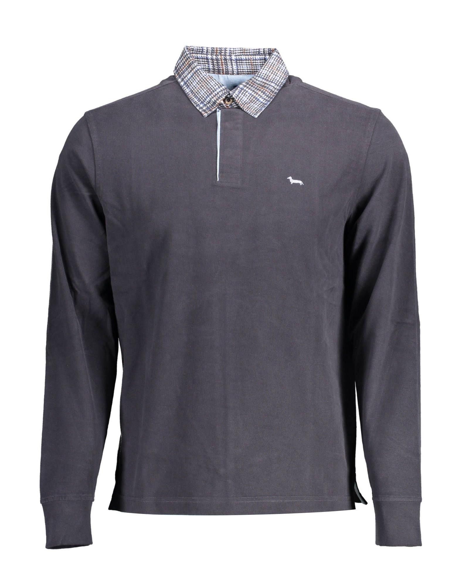 image of Harmont Blaine Embroidered Polo Shirt With Contrasting Details in Blue, Men's (Size Medium)