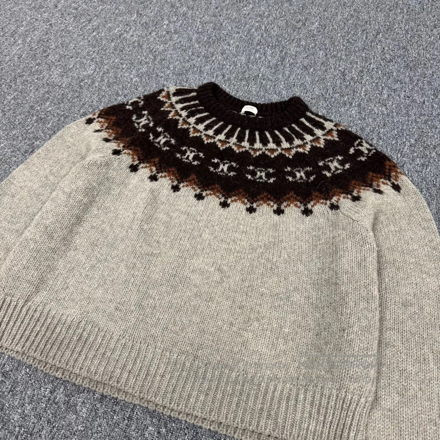 Celine CELINE Fair Island Triumphal Arch jacquard knit sweater| Size US XL / EU 56 / 4 - 3 Thumbnail