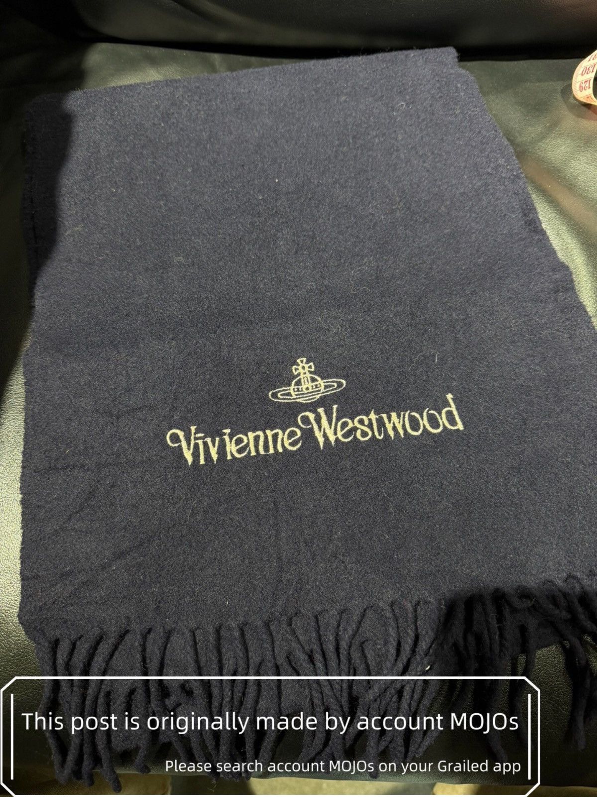 Vivienne Westwood Brand Logo Stitch Black Scarf Mojos67, Men's