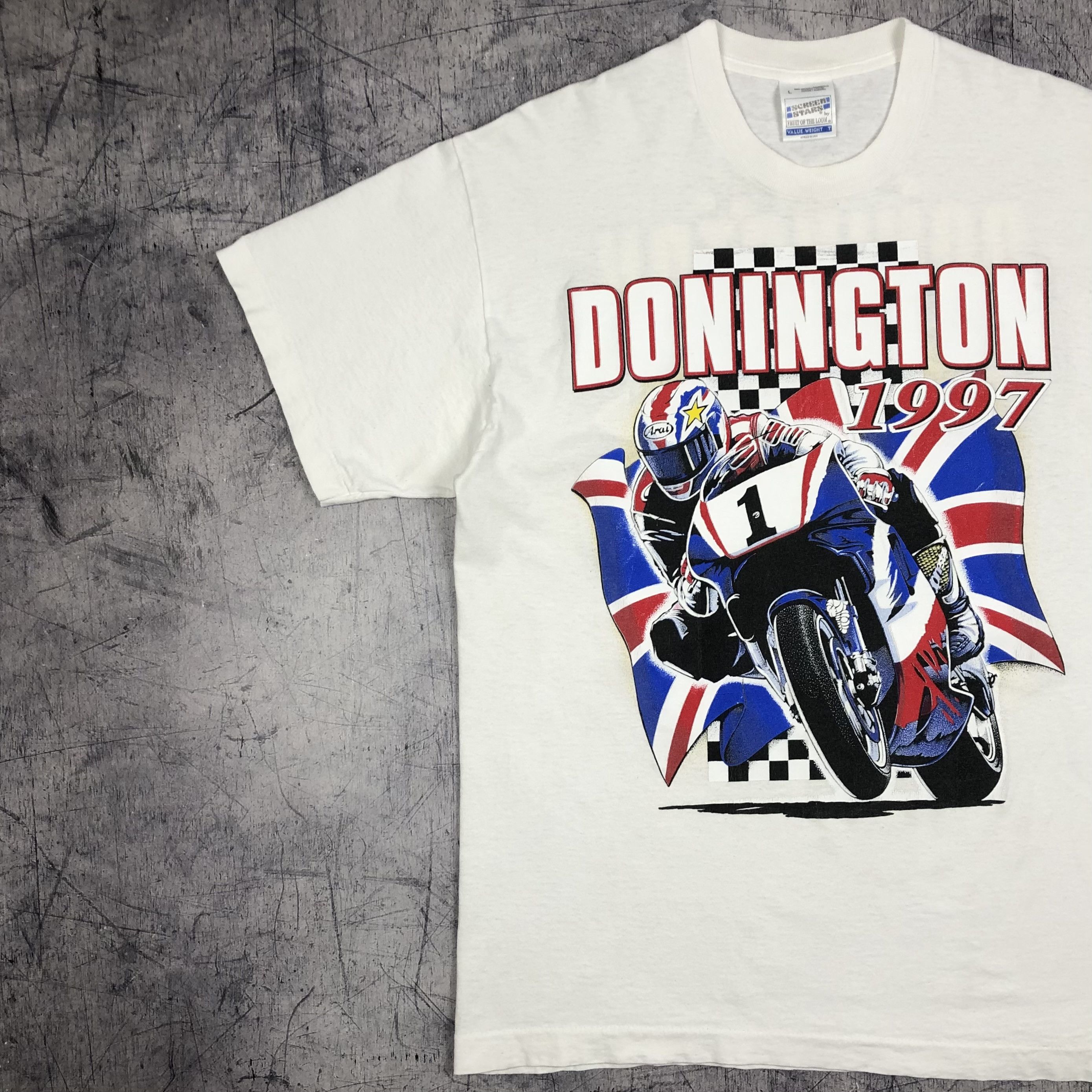 Vintage 1997 Donington MOTO Racing Grand Prix Tee Size US L / EU 52-54 / 3 - 8 Thumbnail