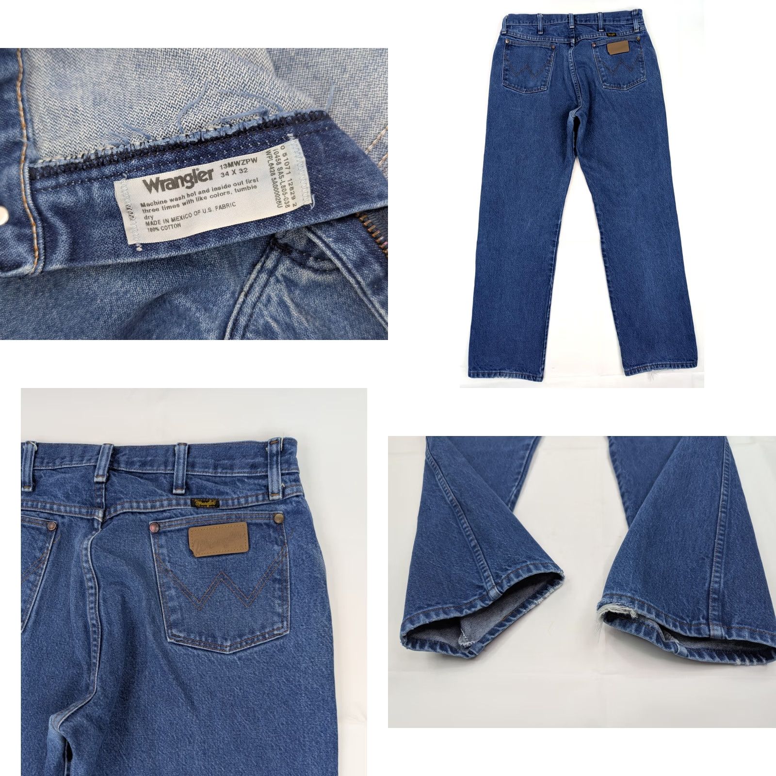 Wrangler Wrangler Cowboy Cut Original Fit Western Jeans Men 33 Regular Blue Distressed 5-Pocket Denim Cotton Wrangler 13MWZ Cowboy Classic 90s Theme Mens Size US 33 - 8 Thumbnail