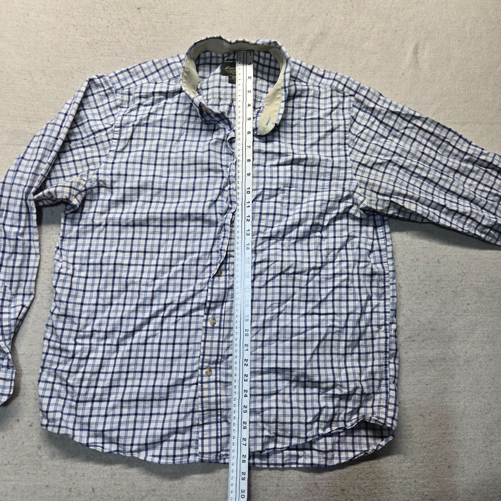 Eddie Bauer VINTAGE Eddie Bauer Shirt Blue Check Long Sleeve Regular Fit Button-Up L Shirt Mens Women? Size 42R - 7 Thumbnail