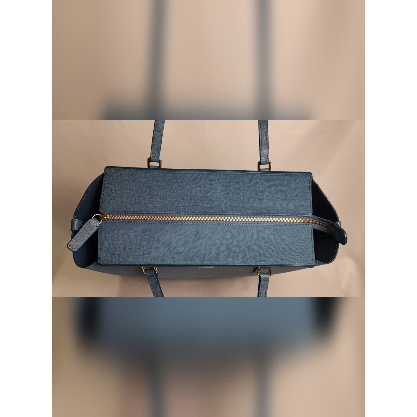 MCM Blue MCM Saffiano Leather Shopper Tote Bag Detachable Pouch Size ONE SIZE - 8 Thumbnail