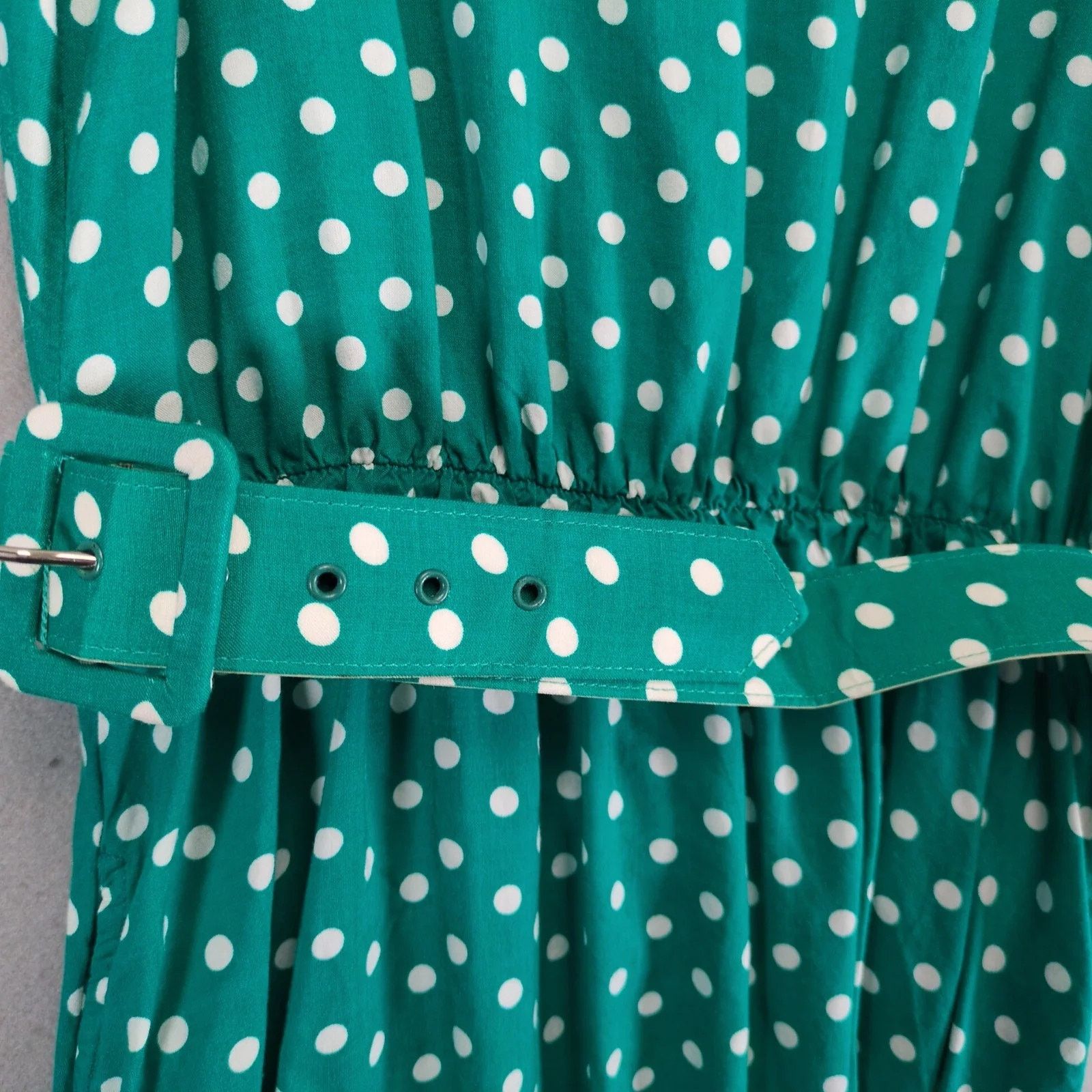 Blair Vtg Blair Boutique Green Polka Dot Midi Dress, Matching Belt Size XL / US 12-14 / IT 48-50 - 10 Thumbnail