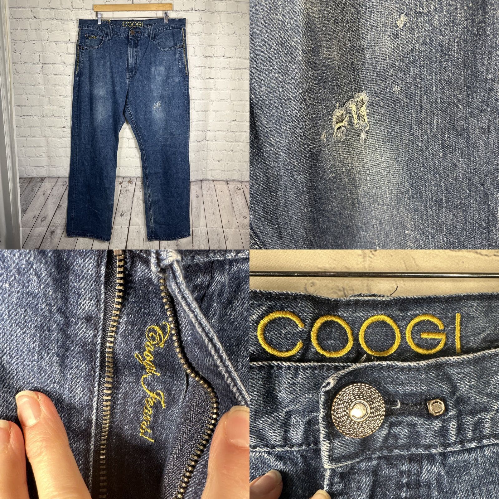 Coogi VINTAGE COOGI Jeans Baggy 40x34 Men Denim Blue 90s Hip Hop Embroidered Pockets Flap Wide-Leg 34" Inseam Size US 40 / EU 56 - 8 Thumbnail