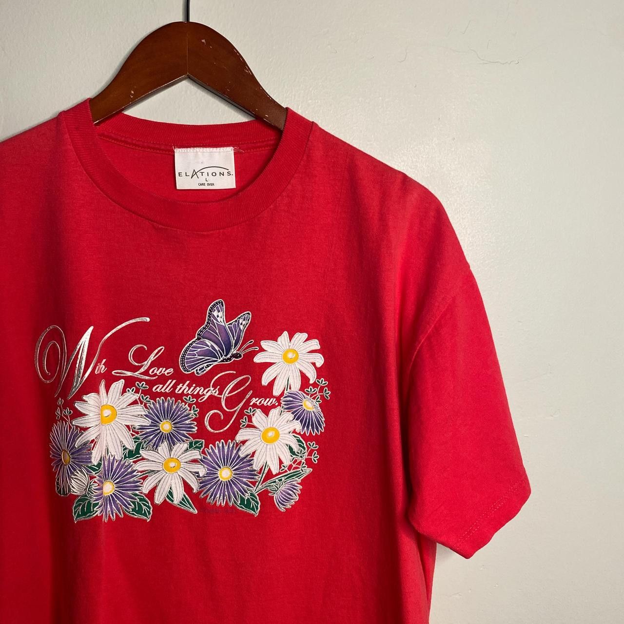 Vintage Pink floral butterfly vintage tee size large 100% cotton Size L / US 10 / IT 46 - 2 Thumbnail