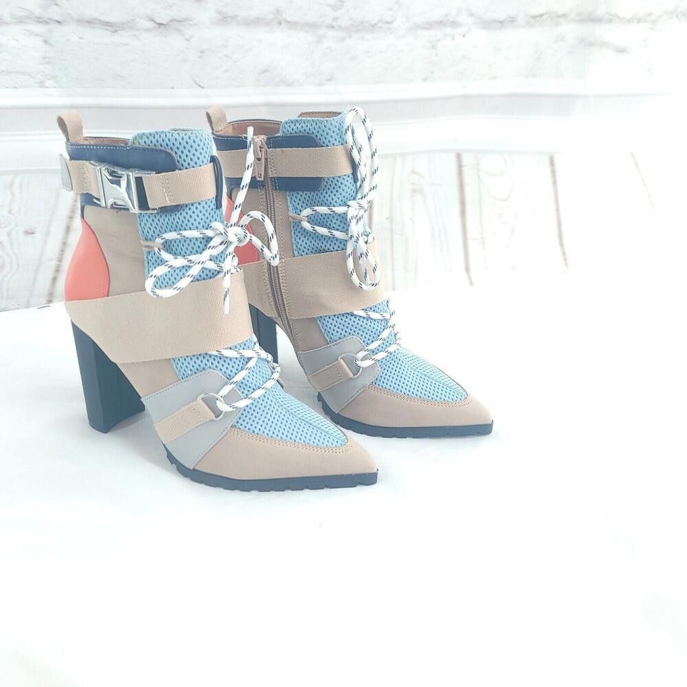 Steve Madden Steve Madden Illusion Tan Leather Blue Size 7.5 Heeled Boot Size US 7.5 / IT 37.5 - 2 Thumbnail