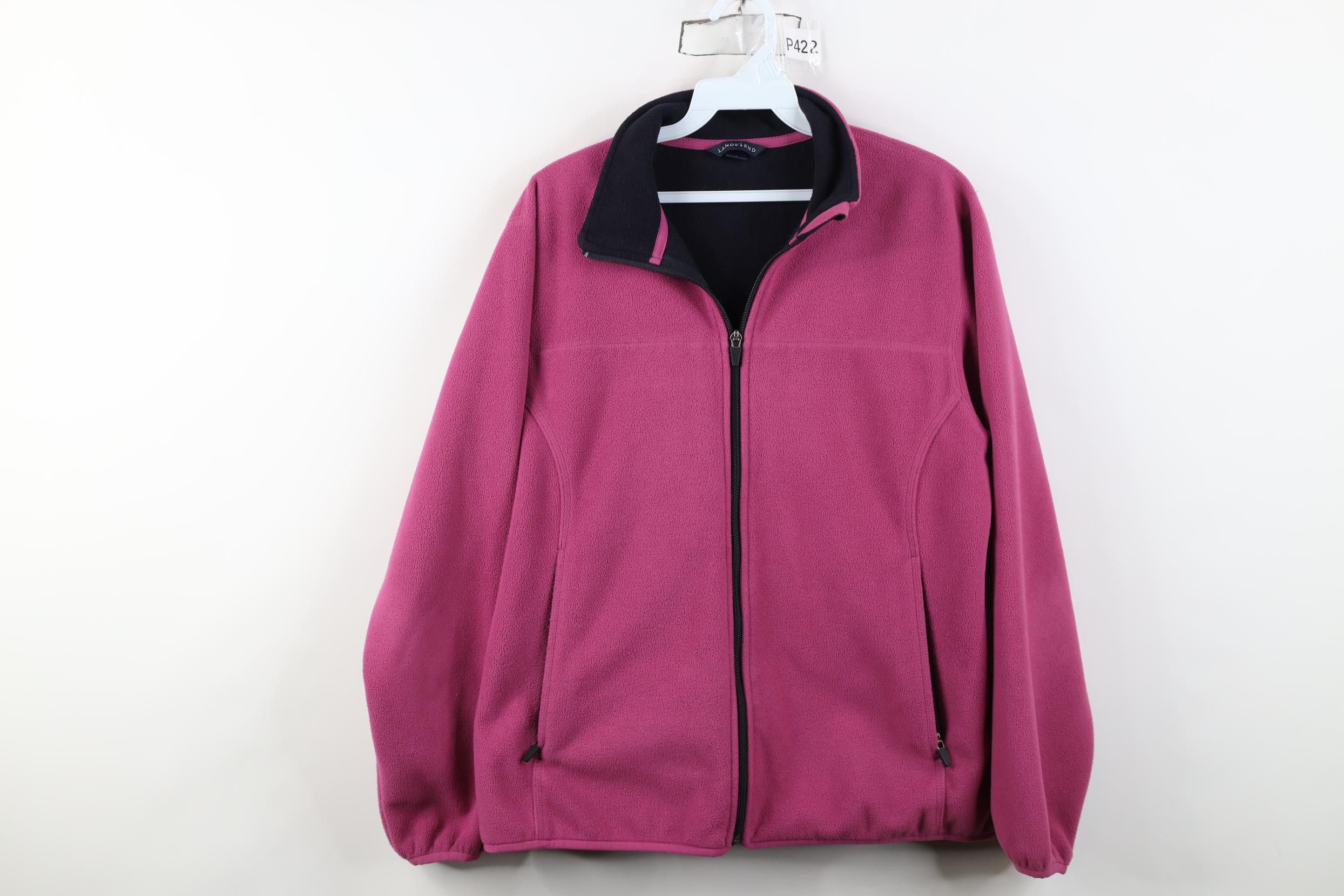 Lands' End Vintage Lands End Blank Fleece Full Zip Jacket Pink Size M / US 6-8 / IT 42-44 - 1 Thumbnail