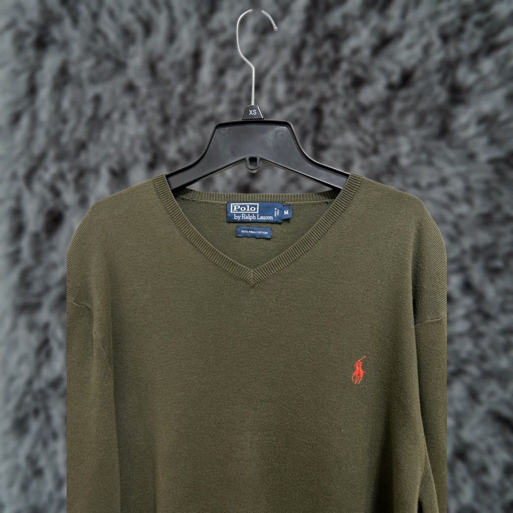Polo Ralph Lauren Polo Ralph Lauren Sweater Mens XL Green V-Neck Pullover Knit 100% Cotton Logo Regular Fit Size US XL / EU 56 / 4 - 1 Thumbnail