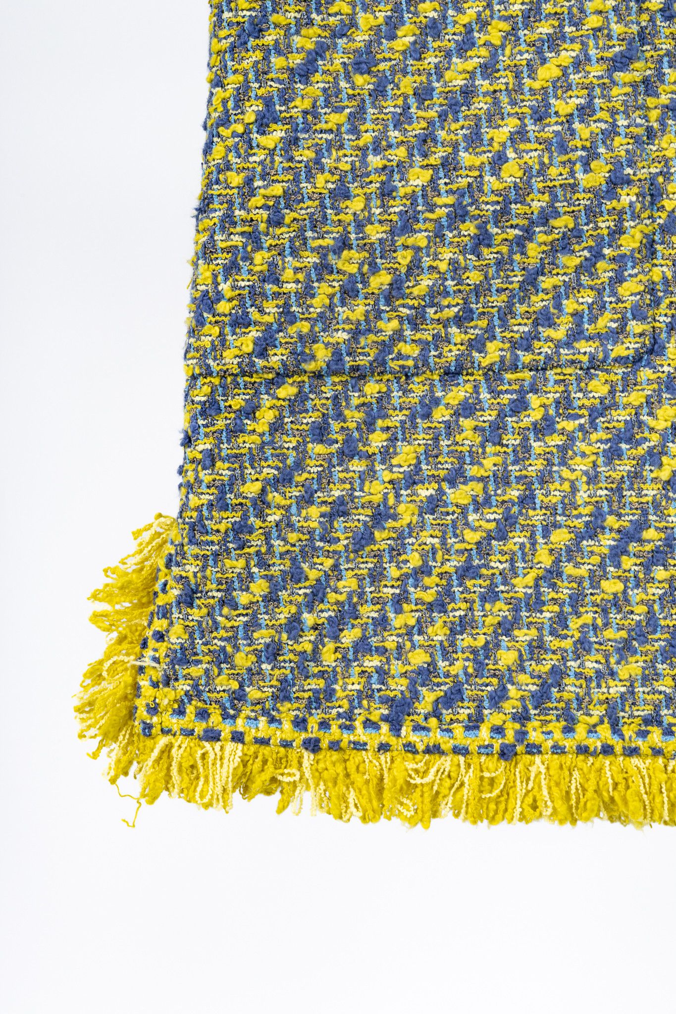 Louis Vuitton Louis Vuitton Yellow & Blue Cotton-Tweed Mini Skirt Size 28" / US 6 / IT 42 - 5 Thumbnail
