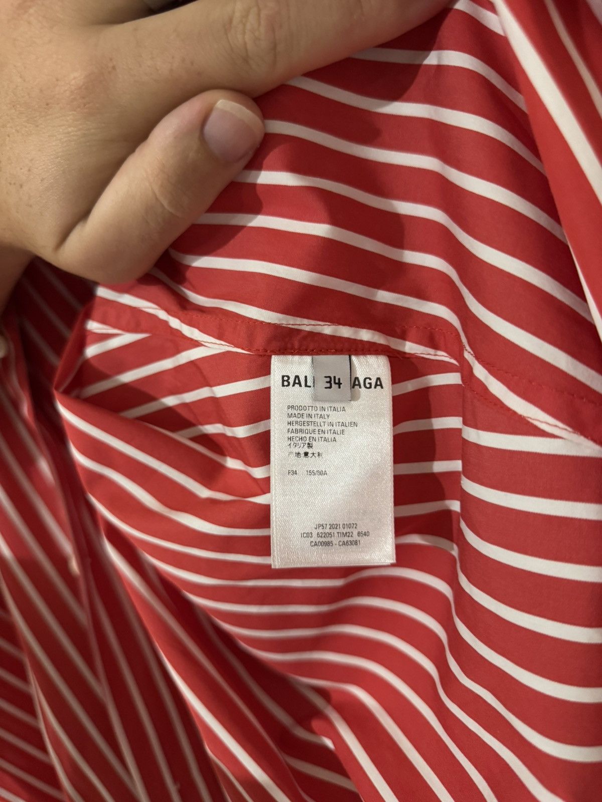 Balenciaga Balenciaga Striped red and white shirt Size US L / EU 52-54 / 3 - 4 Thumbnail