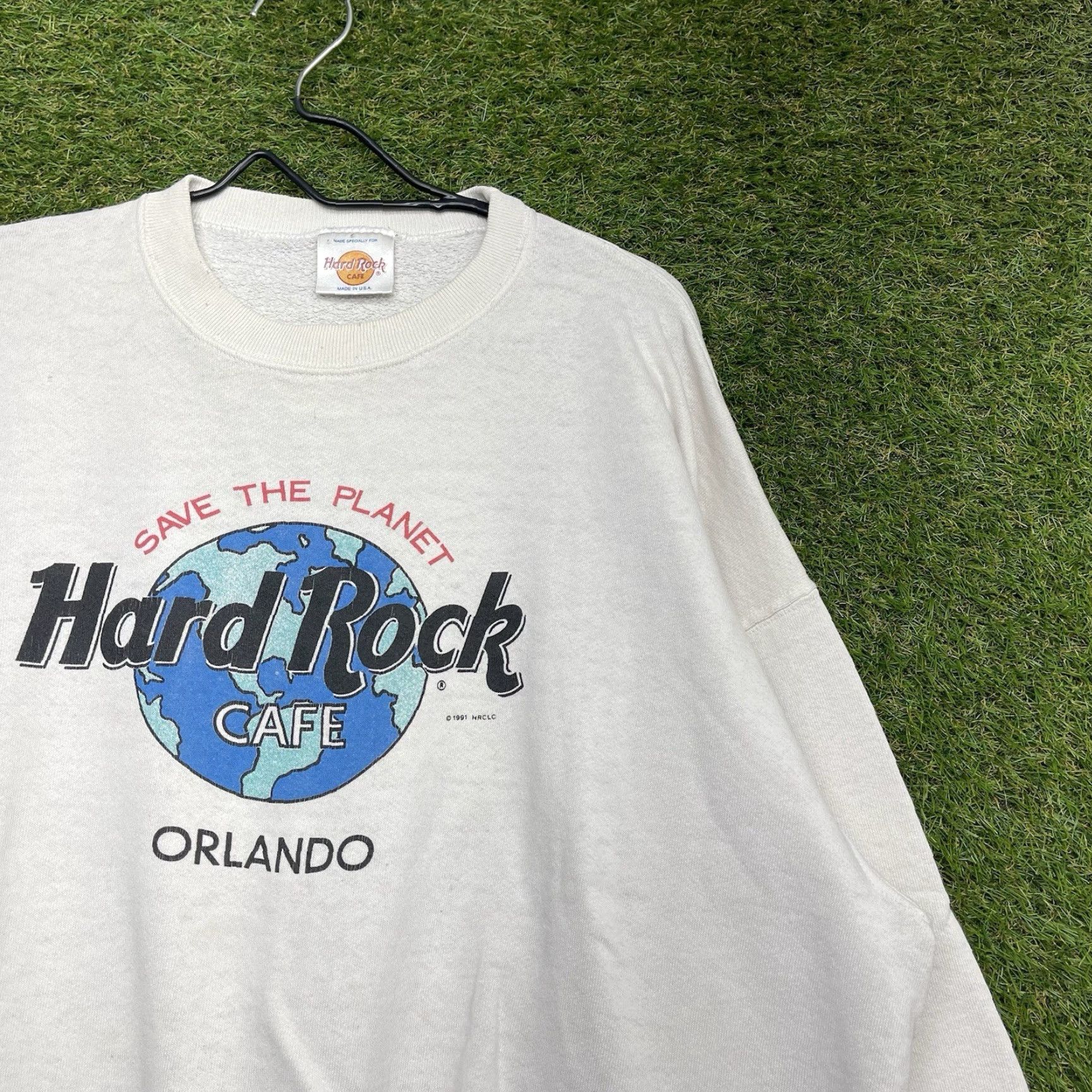 Hard Rock Cafe VINTAGE Hard Rock Cafe Sweatshirt Mens Large Crewneck White Graphic Print 80s 90s Rock N Roll Orlando USA Pullover Usb? Size US L / EU 52-54 / 3 - 3 Thumbnail