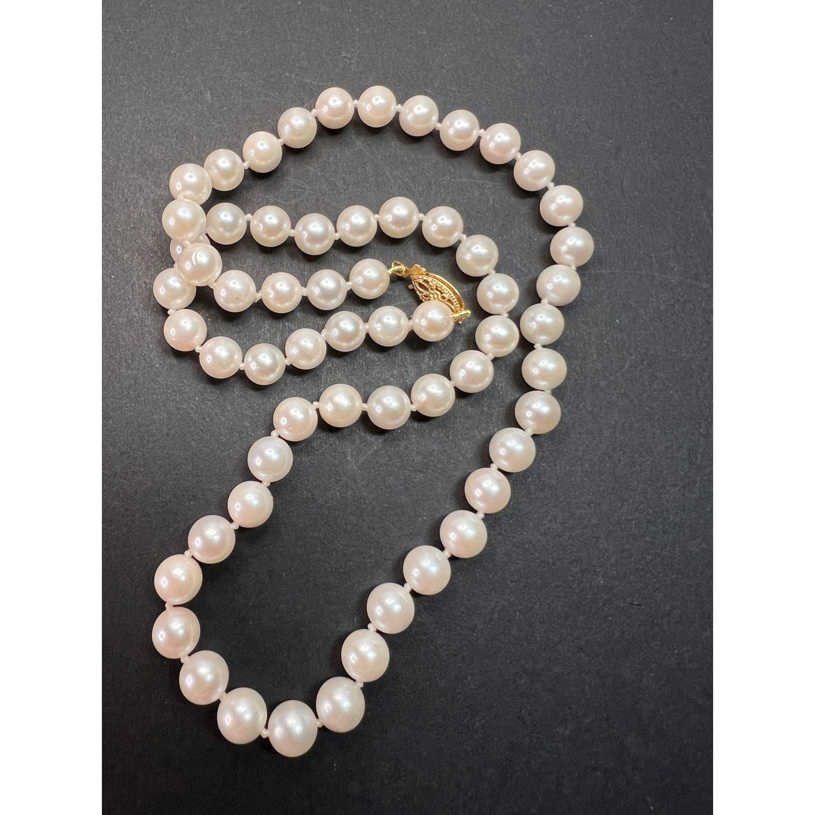 7mm cultured pearl 18 inch necklace with 14k gold clasp