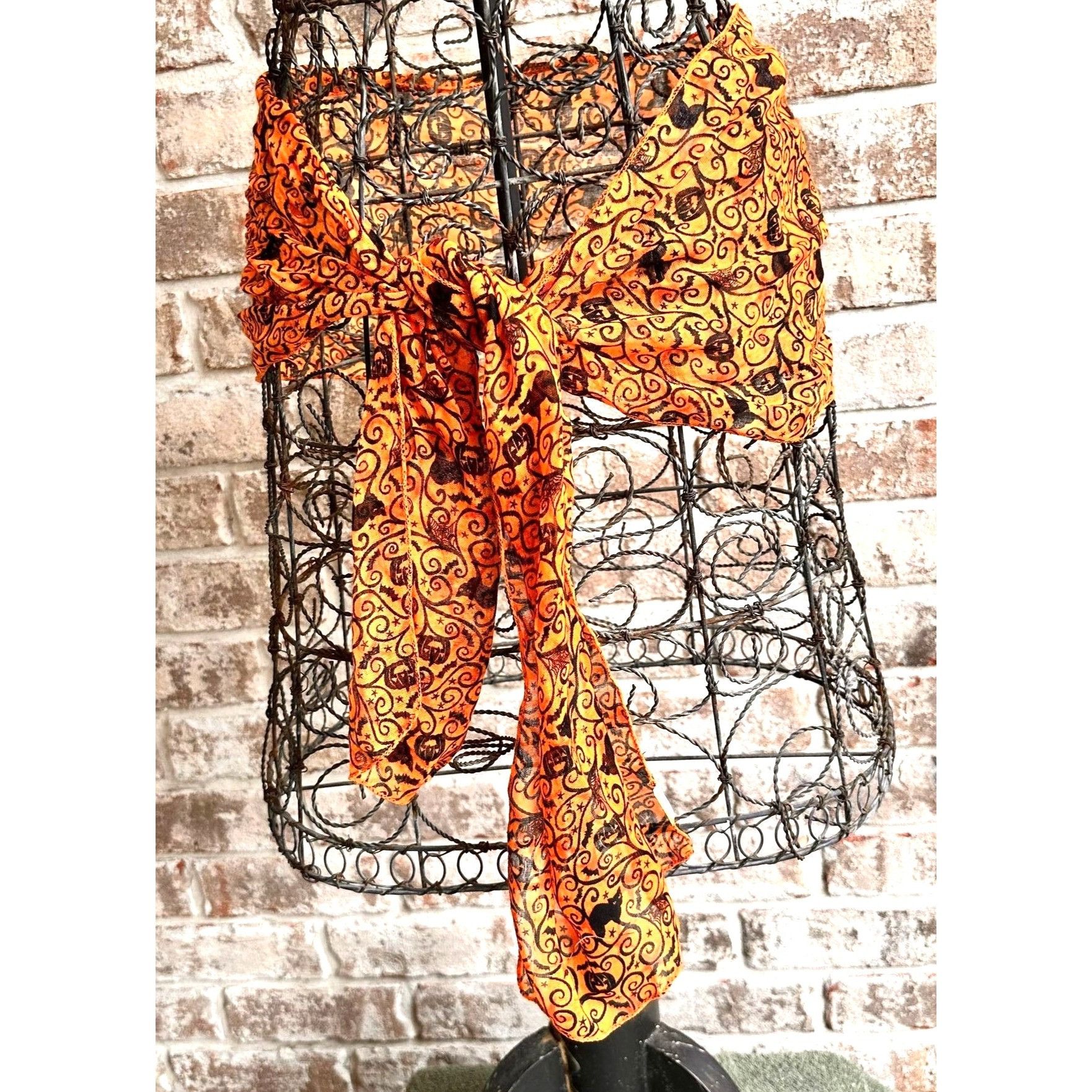 Vintage ViTG Halloween Neck Scarf Orange Black Cats Jack O Lantern B Size ONE SIZE - 7 Thumbnail
