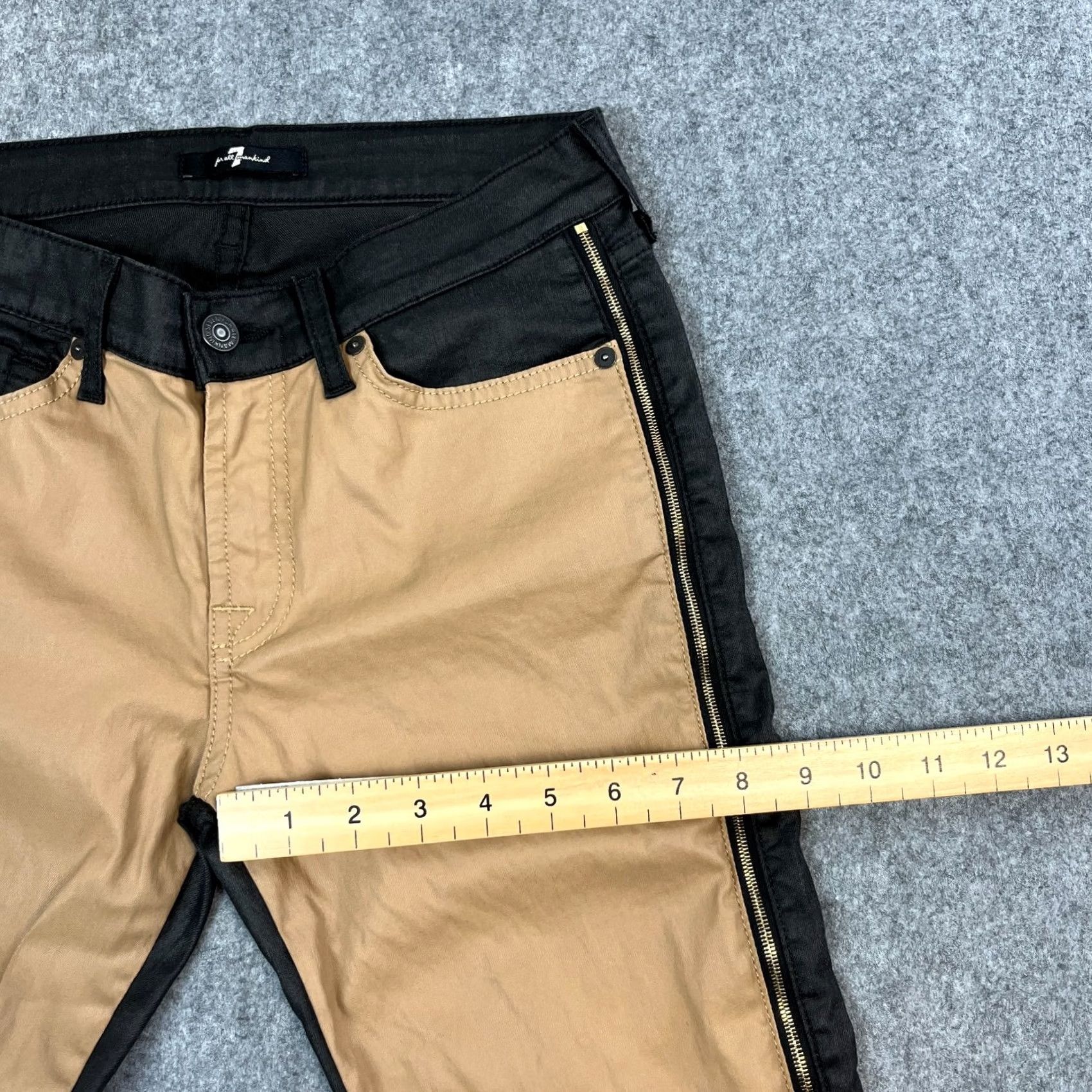 7 For All Mankind 7 For All Mankind Womens Skinny Jeans 28 UK10 Two Tone Beige Black Zip Leg Jeans Womens Skinny Size 32" / US 10 / IT 46 - 5 Thumbnail