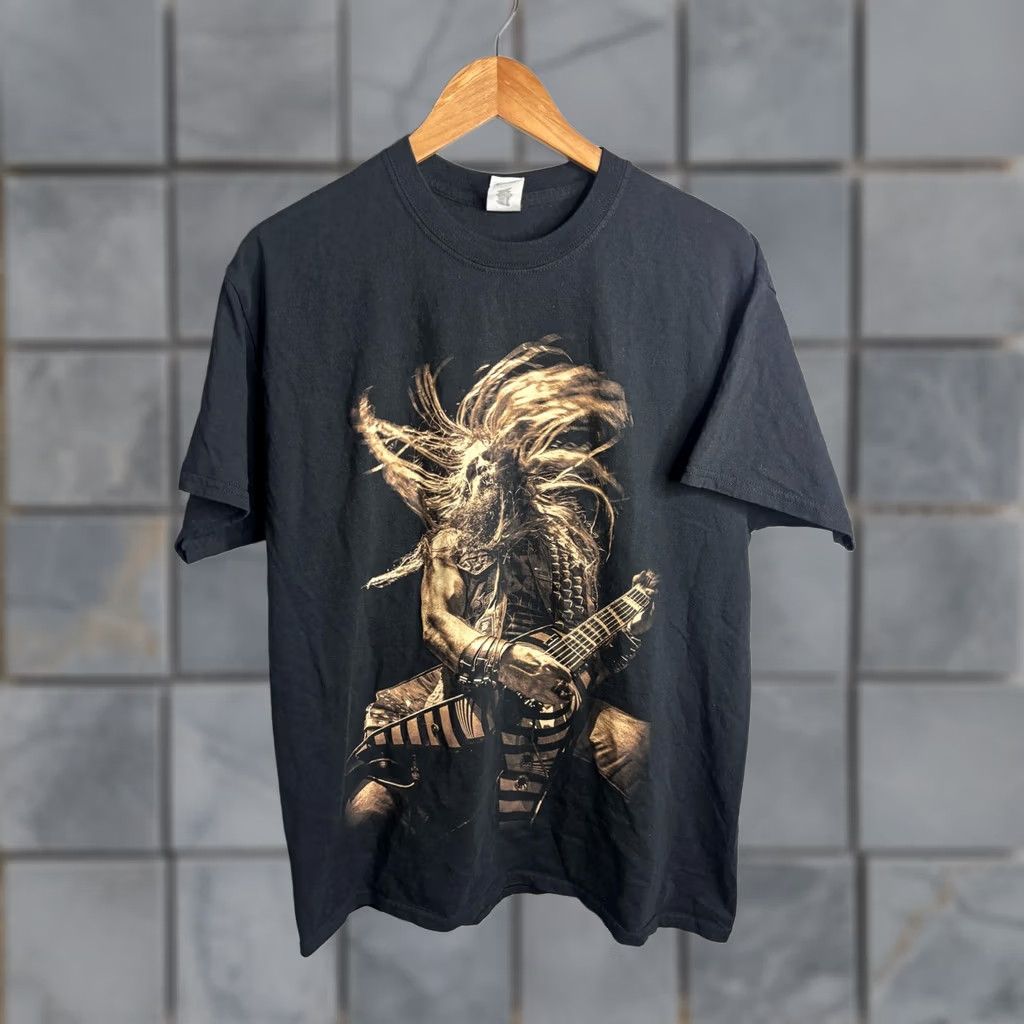 Gildan Gildan Ultra Cotton Shirt Mens L Black Skull Guitar Metal Rock Graphic Print Short Sleeve Crew Neck Size US L / EU 52-54 / 3 - 1 Thumbnail