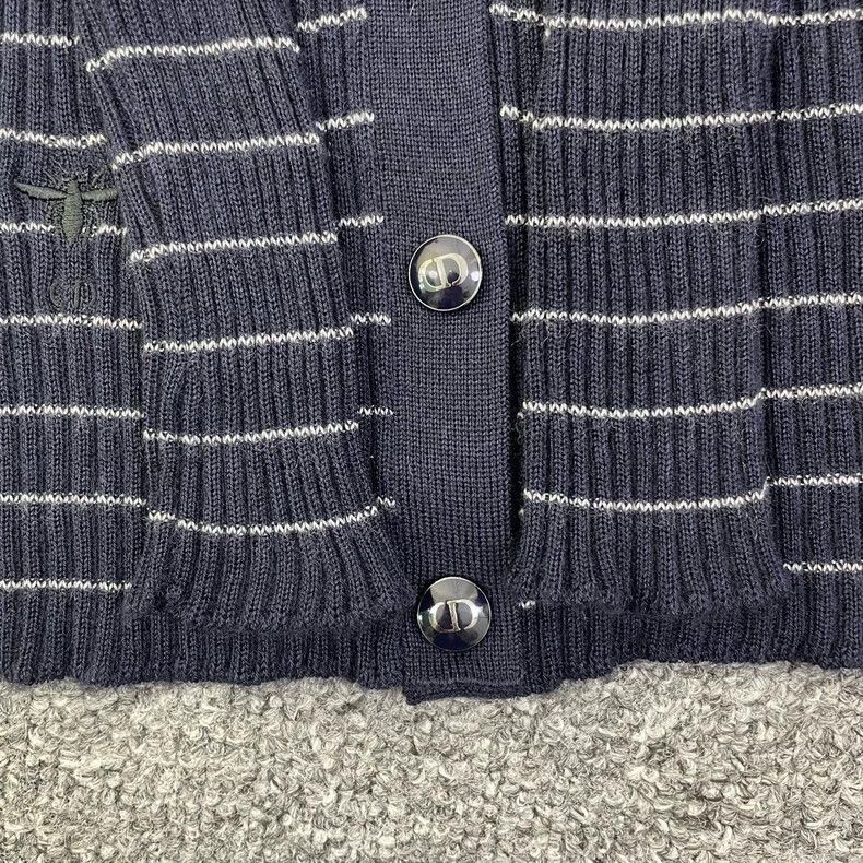 Dior Dior Thin striped bee embroidered knitted cardigan jacket 2 Size XS / US 0-2 / IT 36-38 - 3 Thumbnail