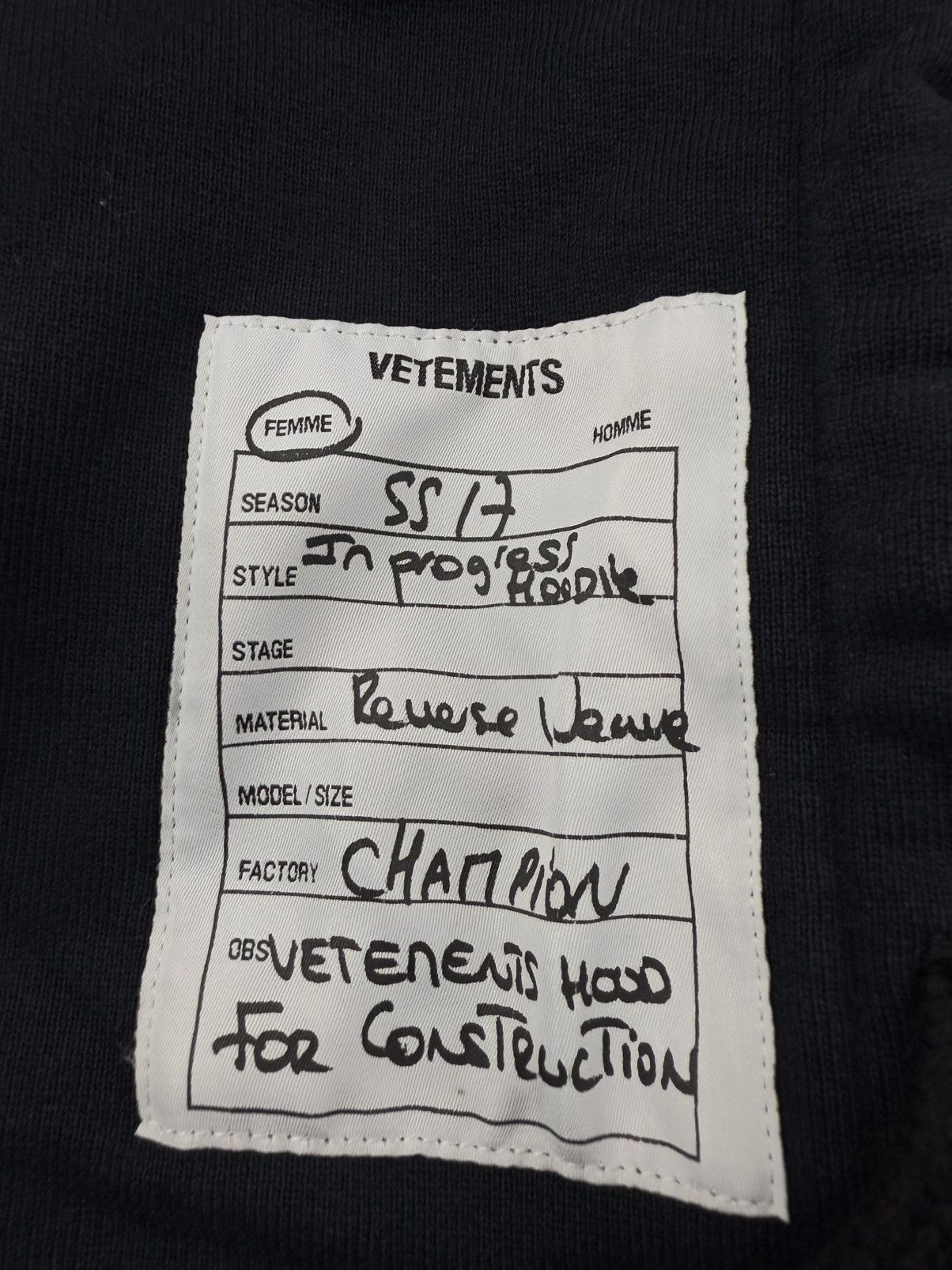 Champion × Vetements Vetements x Champion S/S'17 Inprogress Hoodie Size US XS / EU 42 / 0 - 7 Thumbnail